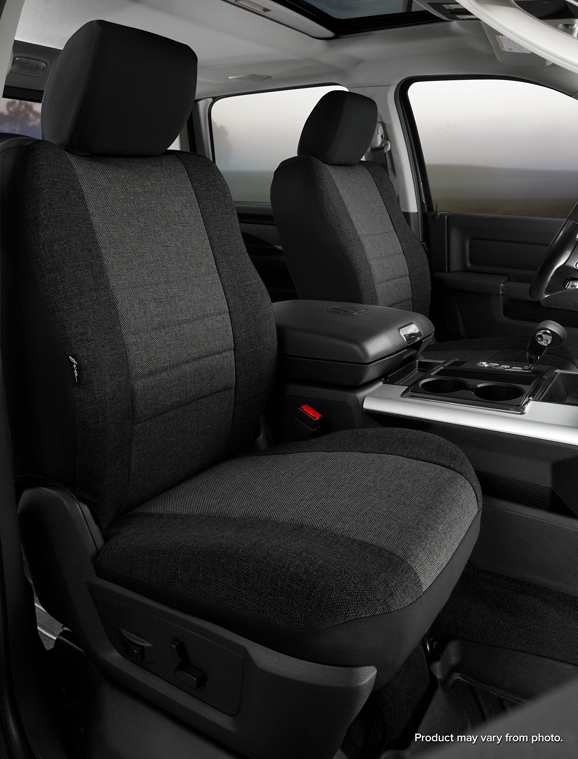 Fia CHARC OE39-73 Custom Fit Front Seat Cover Bucket Seats - Tweed, (Charcoal)