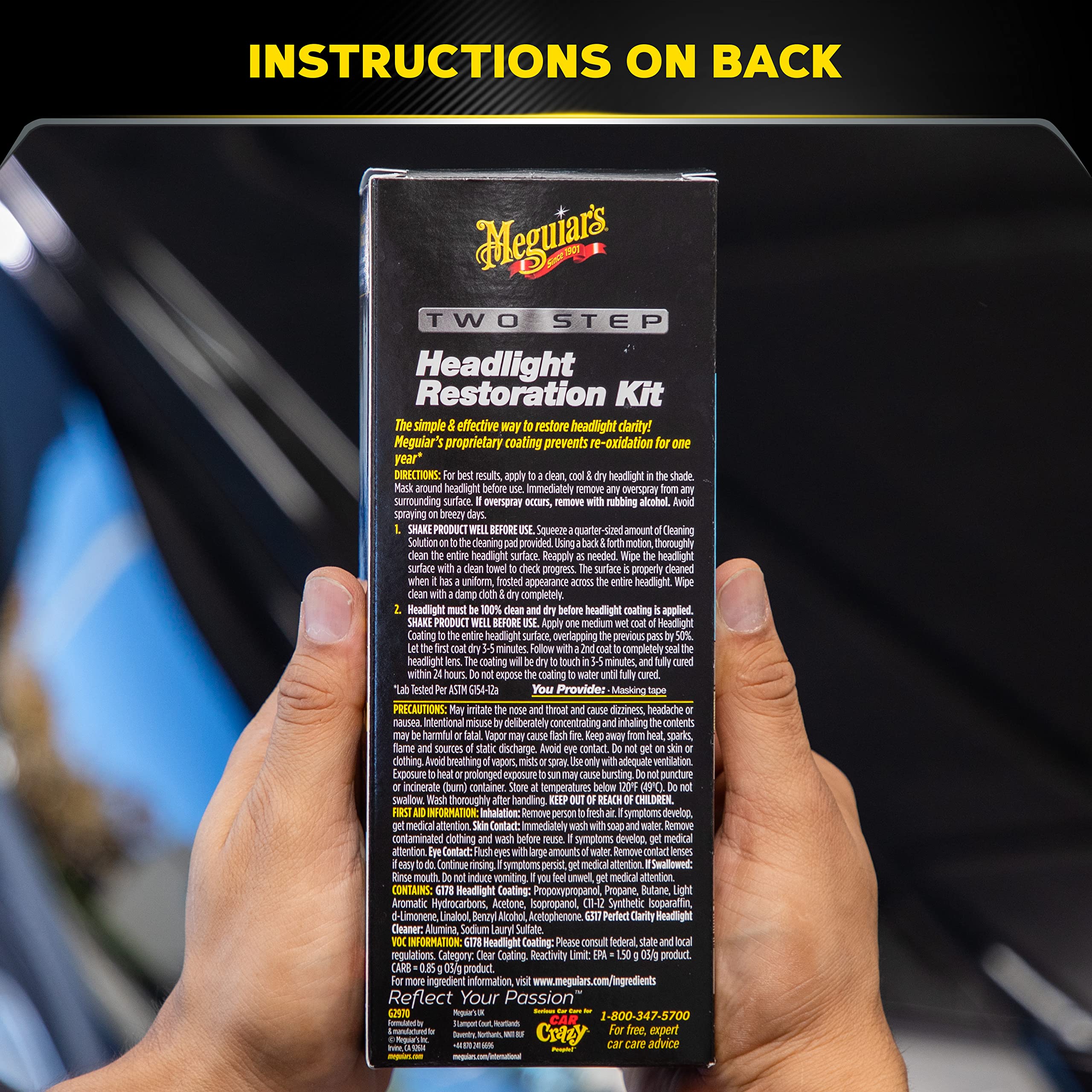 Meguiar's Headlight Restoration Kit Two Step, Headlight Cleaner Restores Clear Car Plastic and Protects from Re-Oxidation, Includes Headlight Coating and Cleaning Solution - 4 Count (1 Pack)