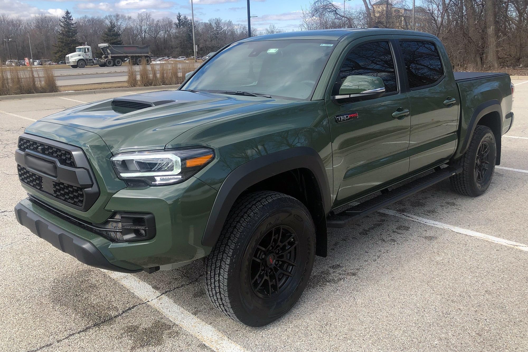 Running Boards Raptor Series Steps 5in Treadsteps Black Aluminum Compatible with 05-23 Tacoma Double Cab