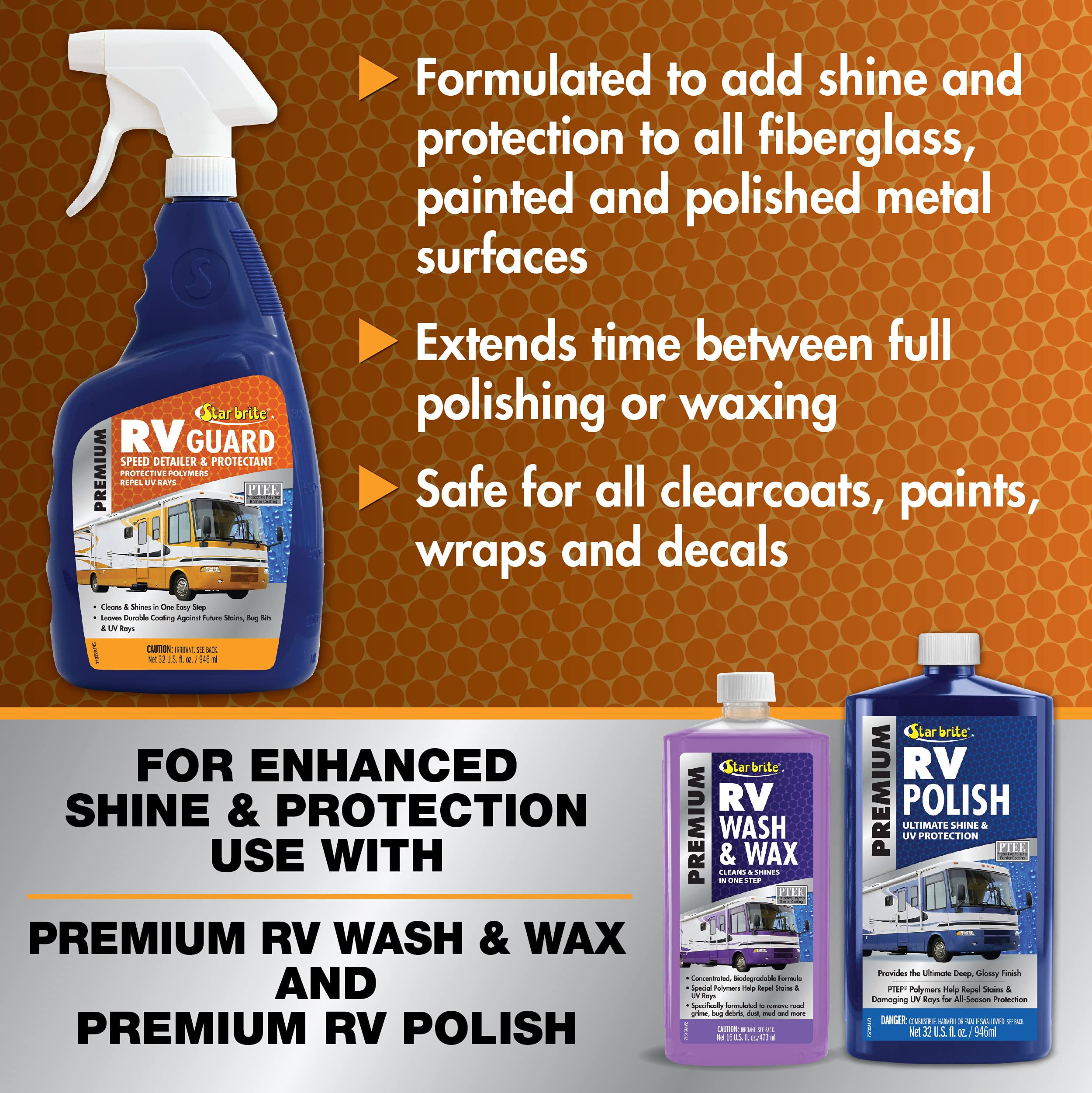 Premium RV Guard STAR BRITE Detailer & Protectant Spray – Cleans, Shines & Protects with Protective Polymers - 32 OZ (071032)