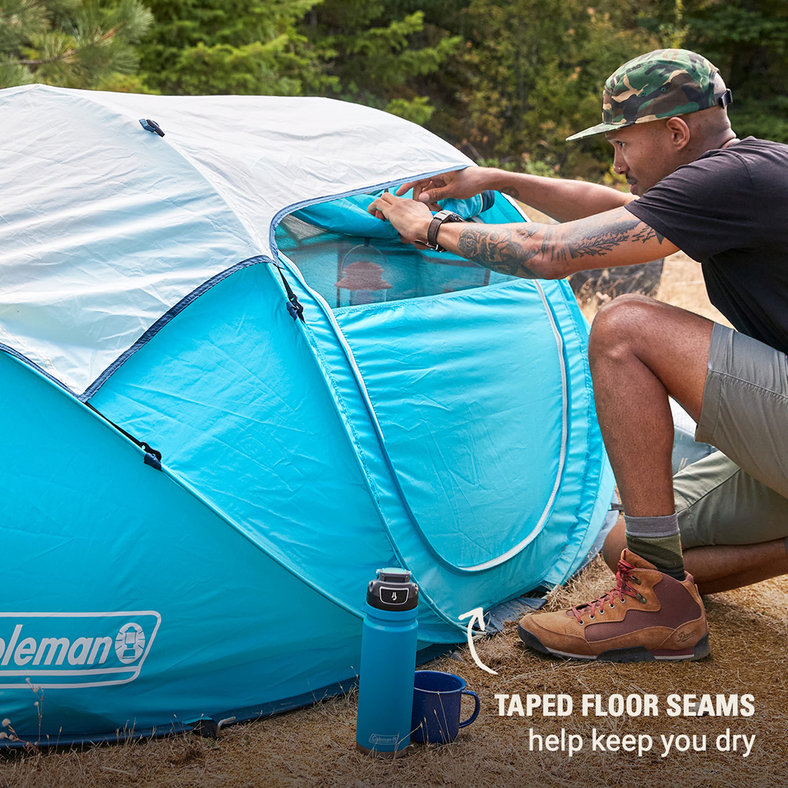 Coleman Instant Pop-Up Tent Sets Up in 10 Seconds, Portable & Lightweight 2/4 Person Weatherproof Camping Tent with Adjustable Rainfly