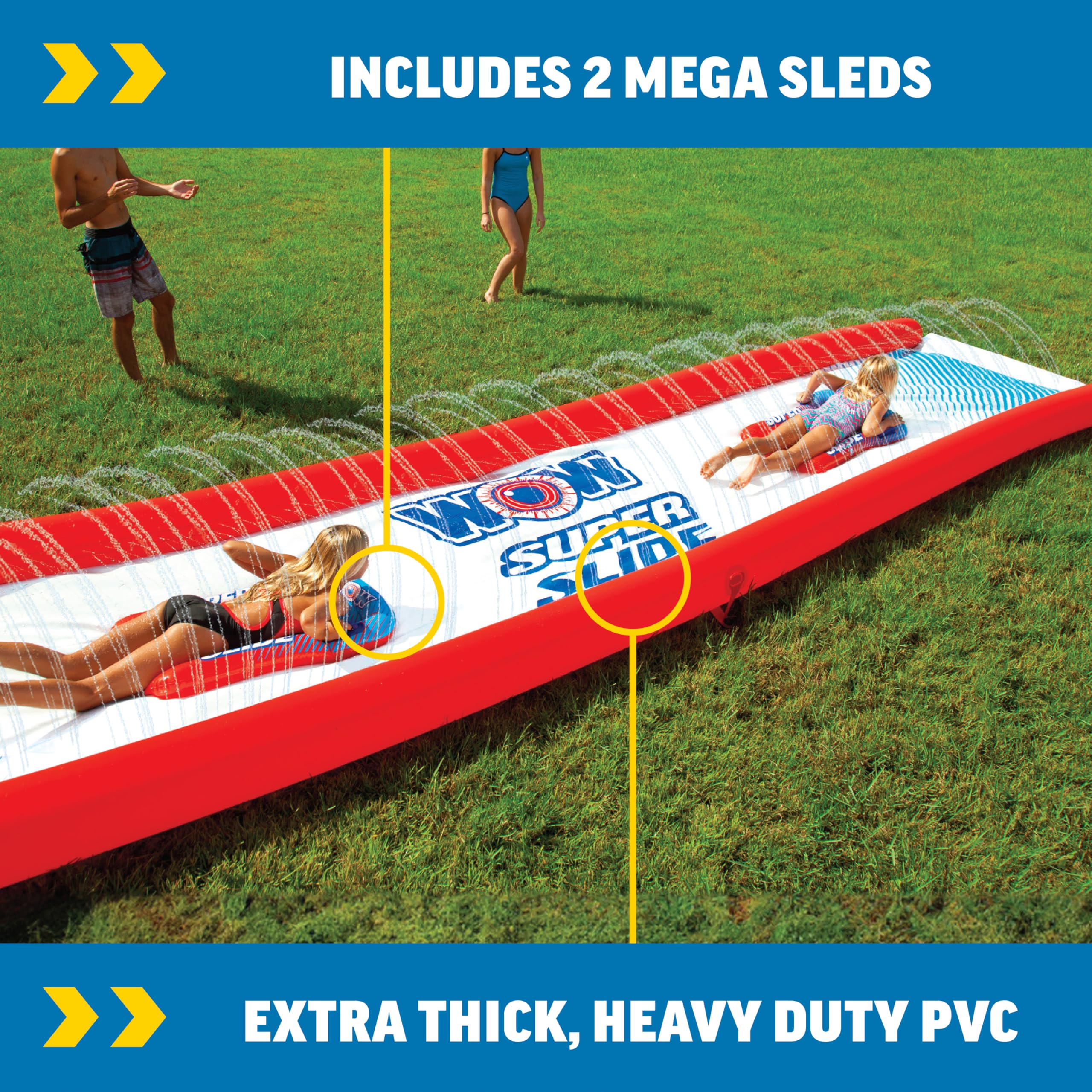 Giant WOW Sports Super Slide Backyard Water and Slip Slide with Sprinkler, Extra Long, 25 x 6 ft