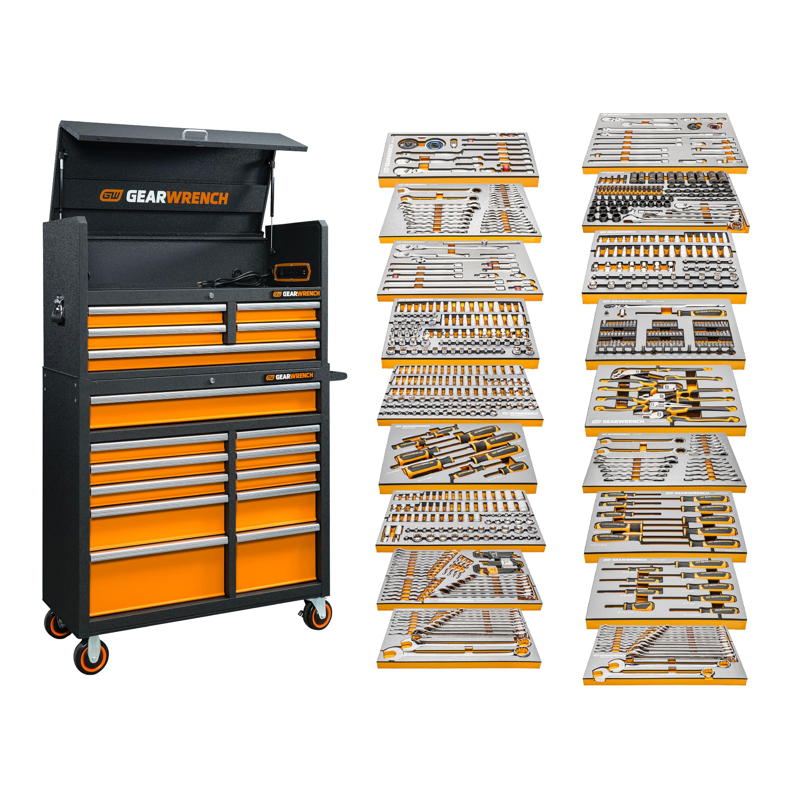 Master GEARWRENCH Mechanics Tool Set 873 Piece in Premium Modular Foam Trays with GSX Mobile Tool Storage | MEGAMOD873