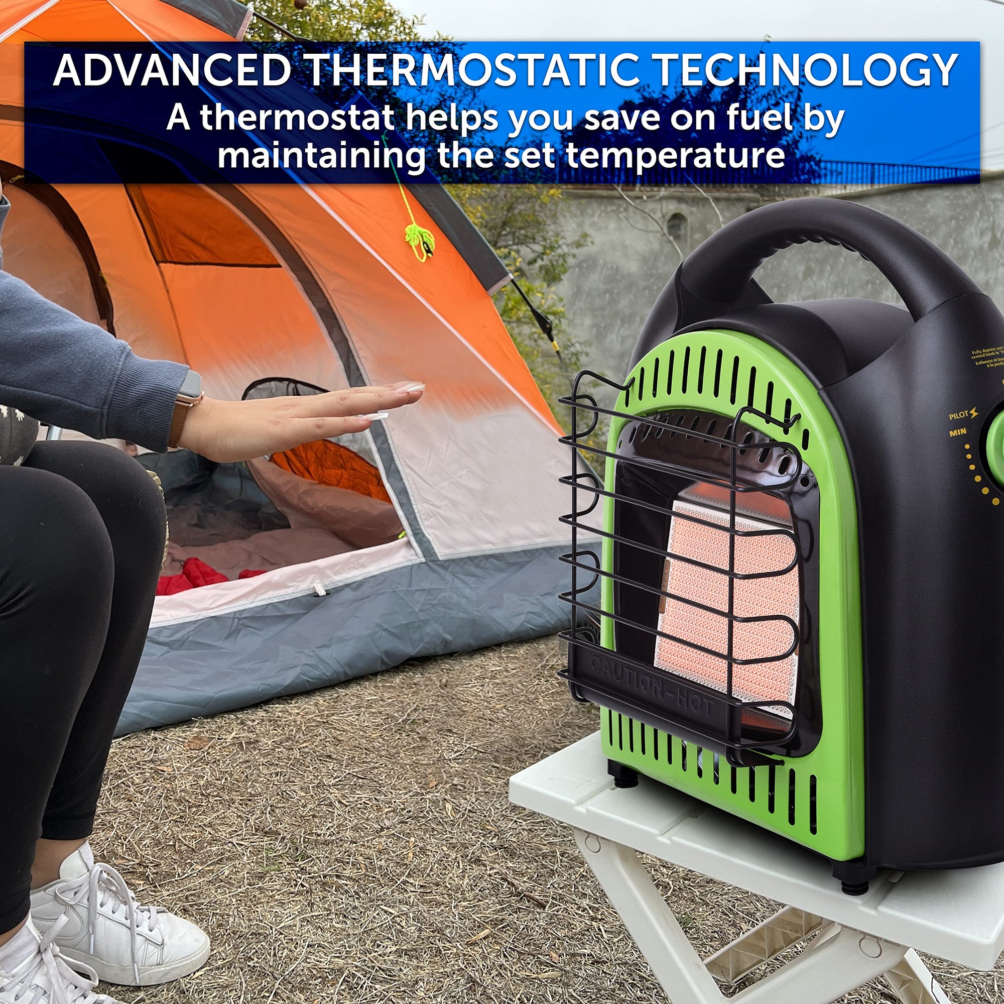 Flame King 10,000 BTU YSN-CHS10 Portable Propane Space Radiant Heater Indoor* & Outdoor for Camping, Garage, Ice Fishing, Patio, Green/Black 10K