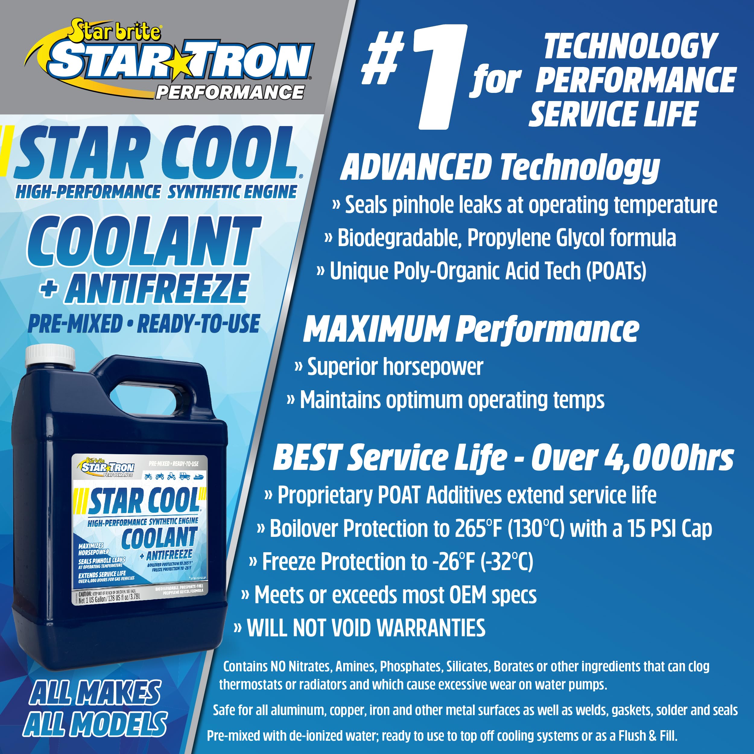 Star-Cool STAR BRITE Premium Synthetic PG Engine Coolant - 64 OZ (033264)