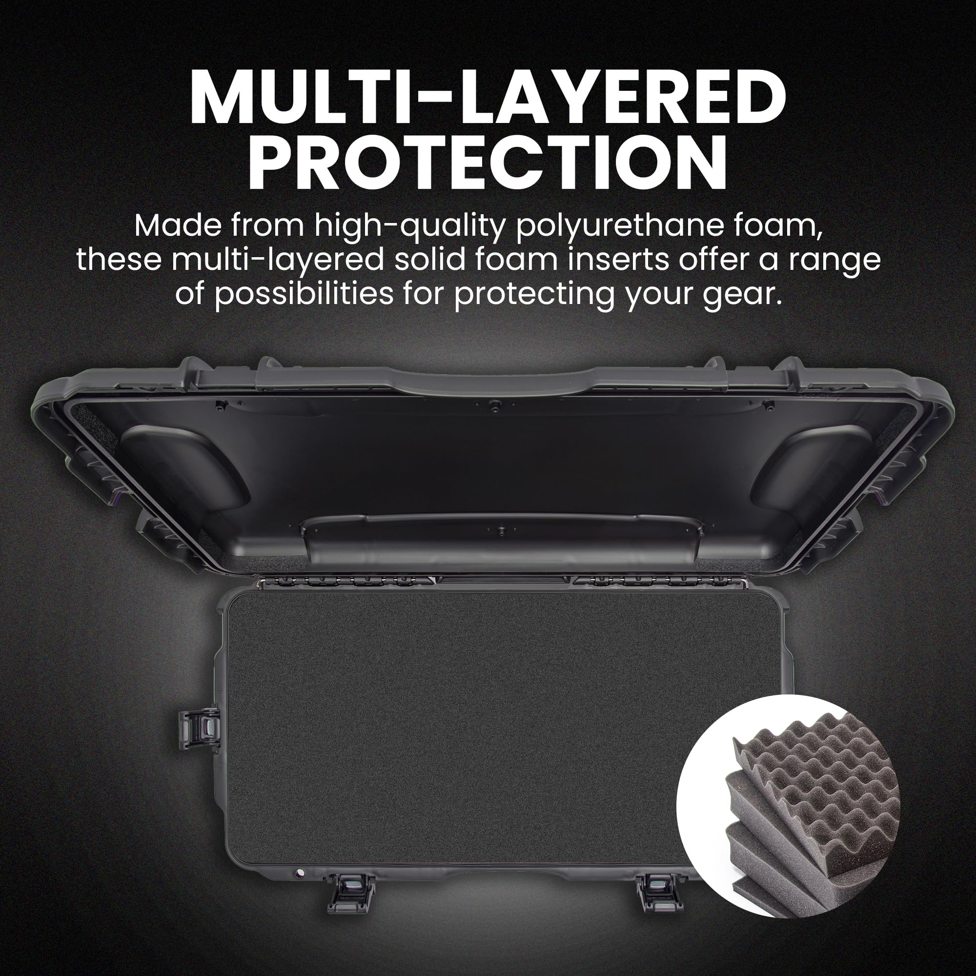 NANUK 980 Hard Case with Customizable Cubed Foam 30”, IP67 Waterproof & Crushproof, Rugged Construction for Ultimate Protection, Made in North America – Black (29.9” x 16.2” x 7.3”)