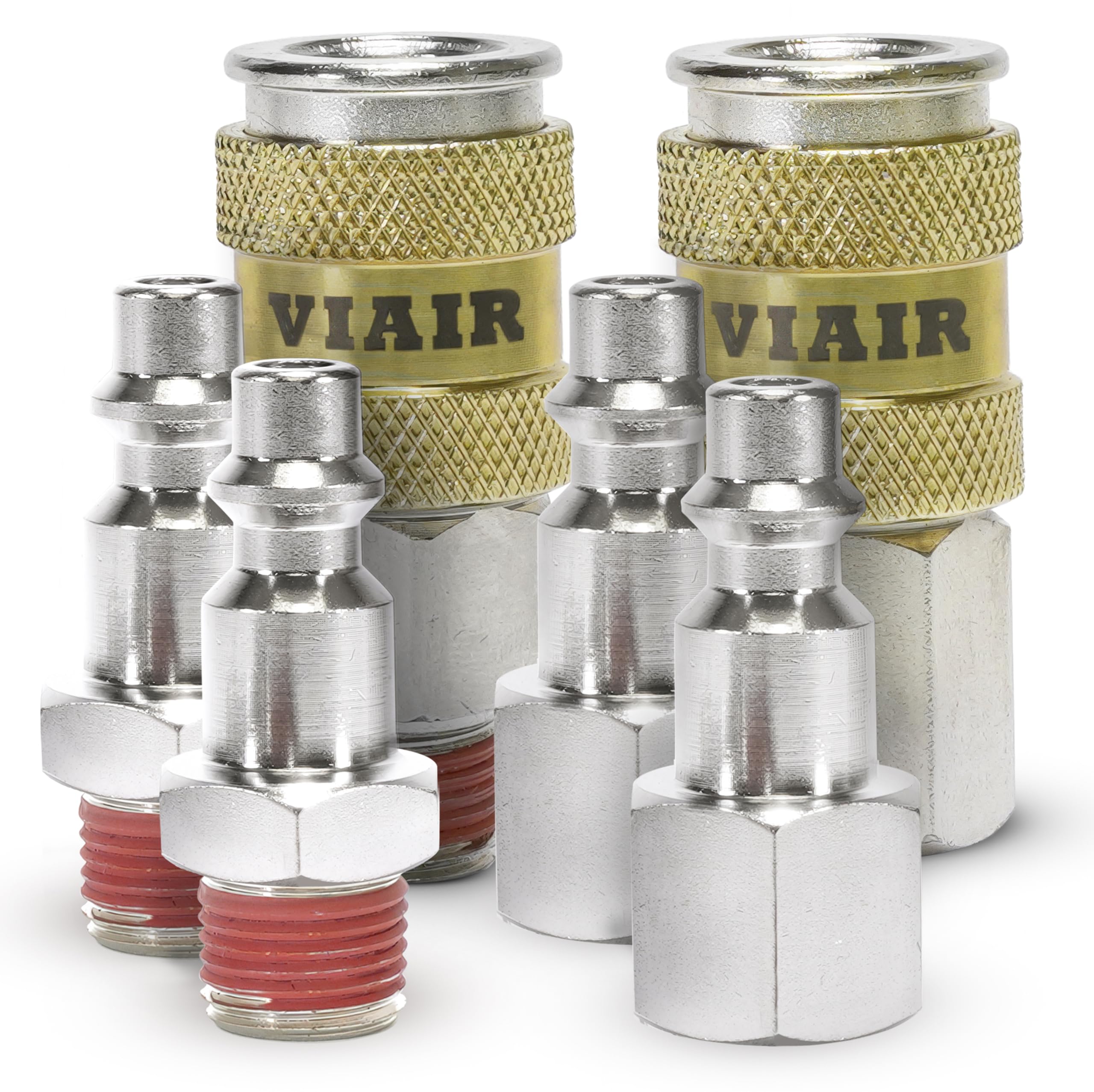 High Flow Couplers 1/4" NPT M & F, Quick Connect Studs 1/4" M (2) & F (2), With VIAIR LOGO