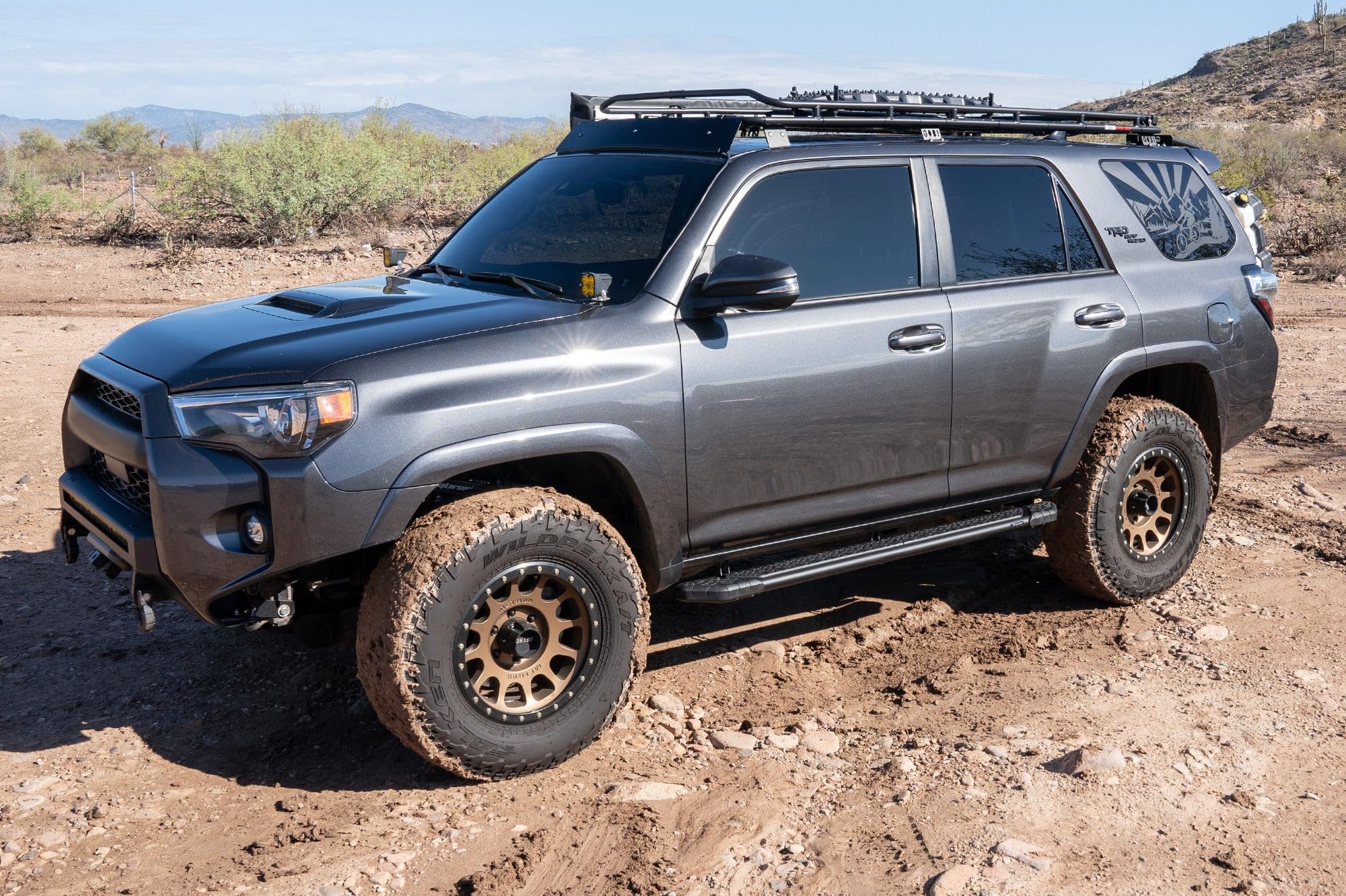 Running Boards Raptor Series Steps 5in Treadsteps Black Aluminum Compatible with 2010-2024 4Runner Without Lower Door Cladding/Trim