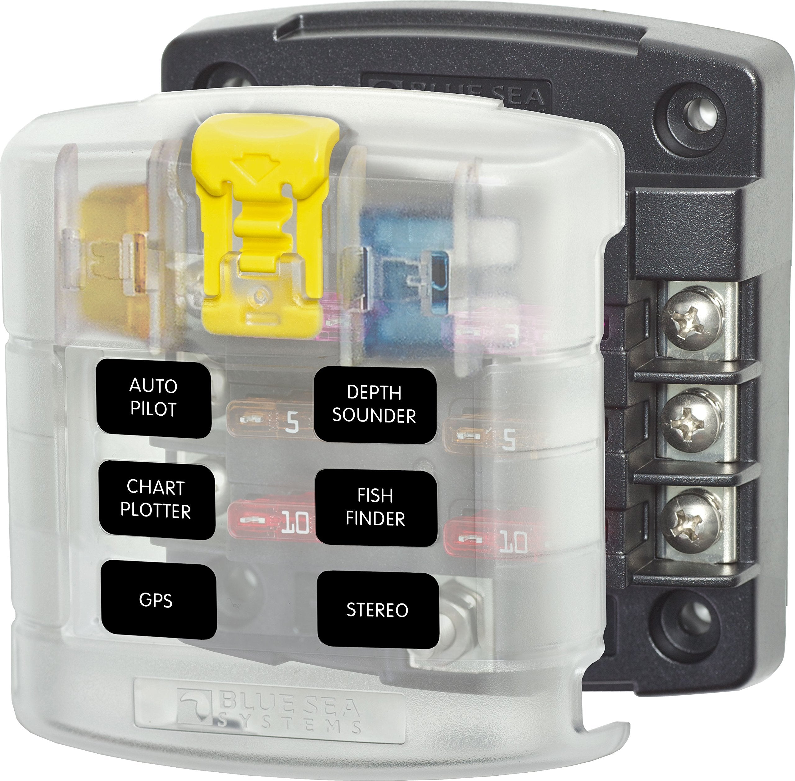 5028 Blue Sea ST Blade Fuse Block w- Cover - 6 Circuit Without Negative Bus [5028]