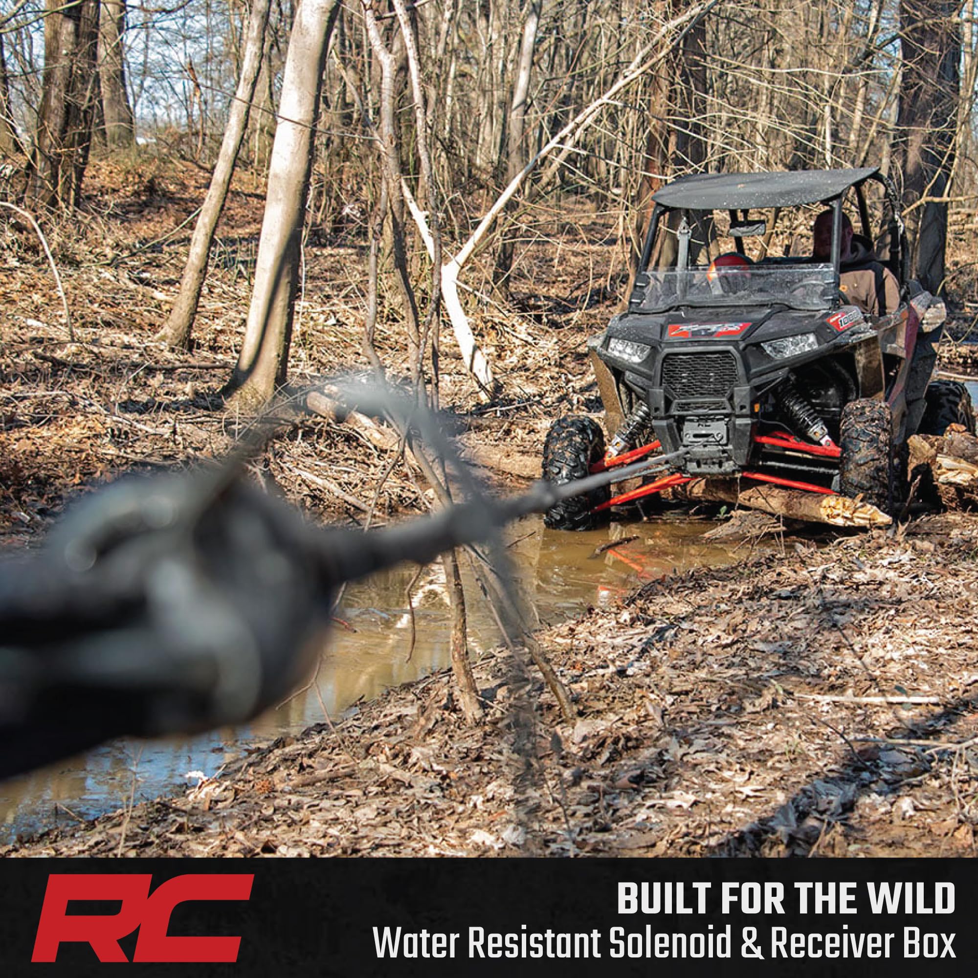 4,500 LB Rough Country UTV/ATV Winch - ProSeries 1.4HP Electric Winch with 50 Ft Synthetic Rope, Remote, Waterproof 12V Off-Road Recovery System