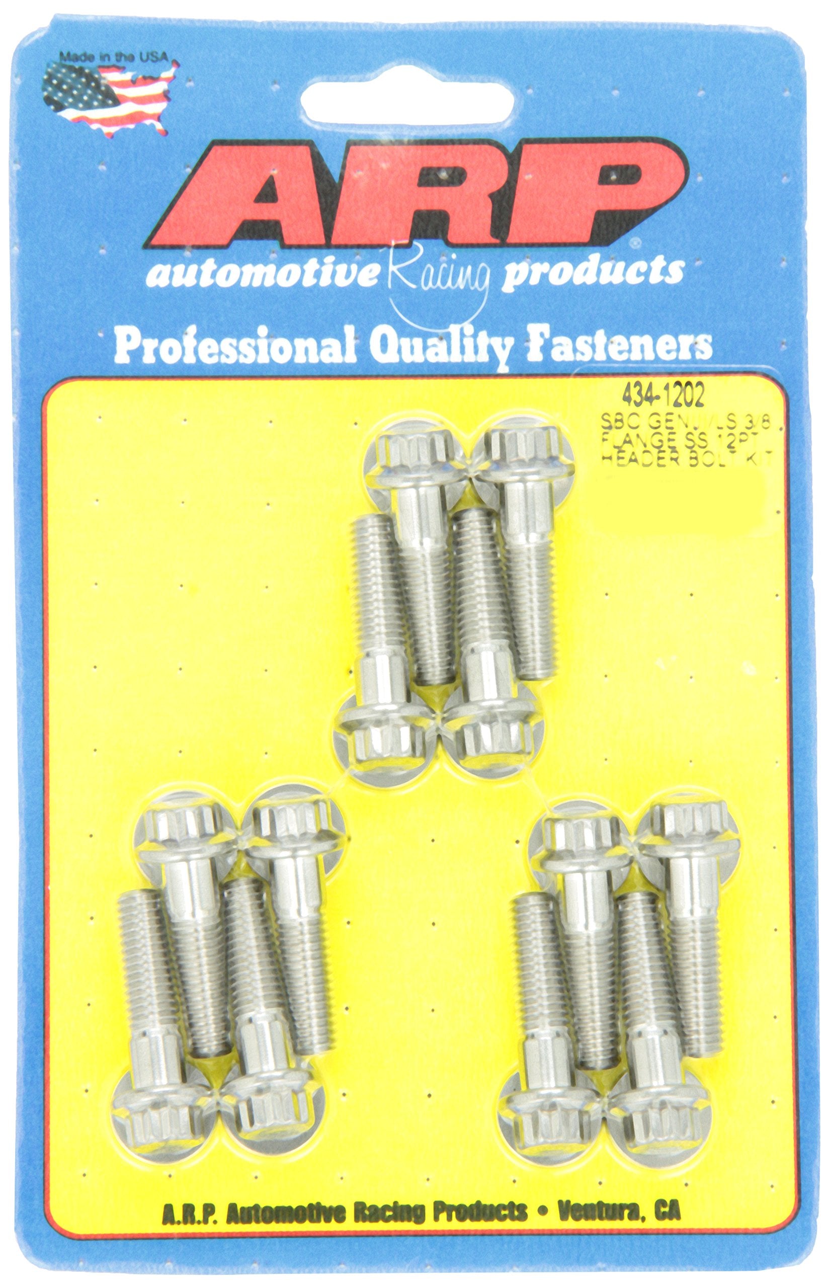 Chevy SBC/GenIII LS ARP 3/8in Flange SS 12pt Header Bolt Kit (434-1202)