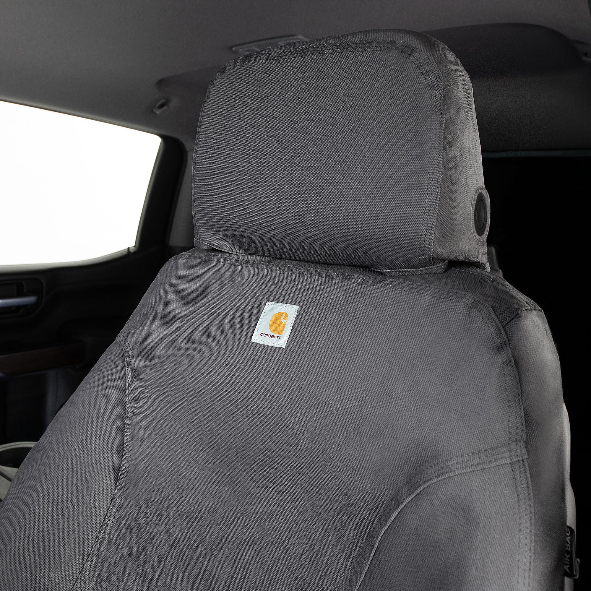 Covercraft Custom SeatSaver Carhartt Seat Covers for 2021-2026 Ford F-150 & 2022-2026 F-150 Lightning, 2023-2026 F-250/F-350/F-450/F-550-1st Row Bucket Seats, Duck Weave Gravel