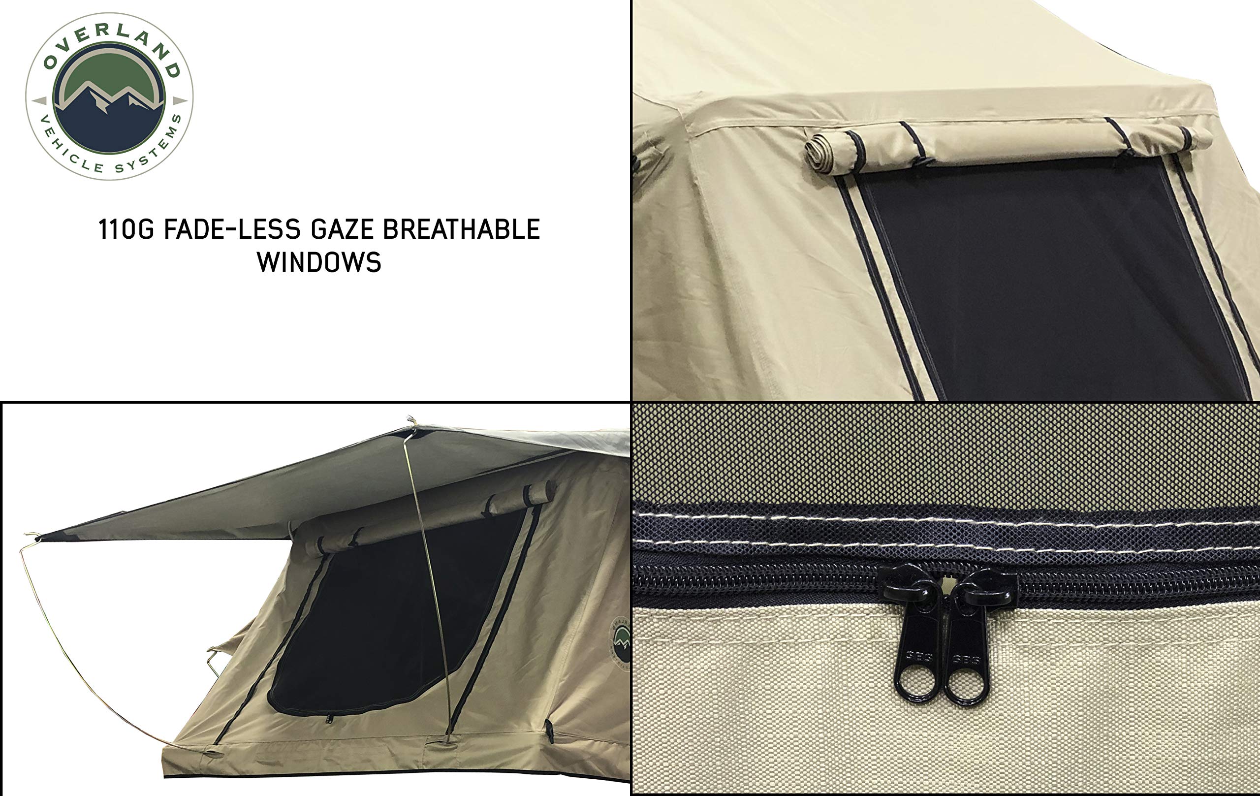 3 Person TMBK Roof Top Tent with Rain Fly Tan Base & Green Rainfly