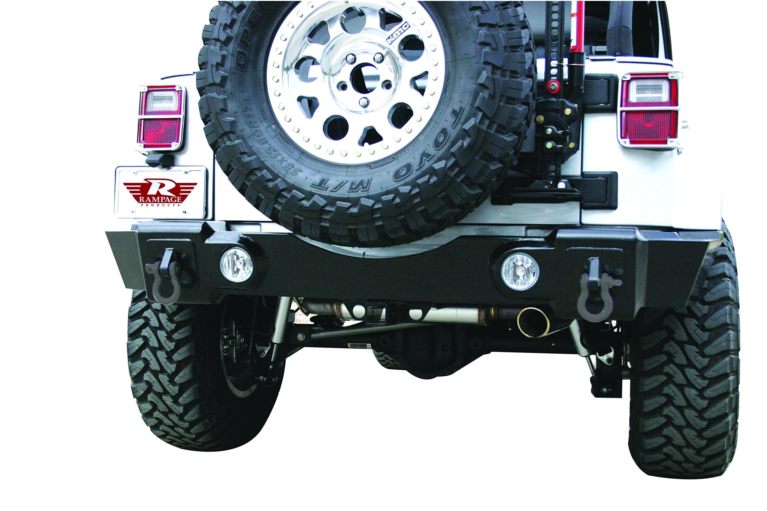 Rampage Rear Recovery Bumper with Receiver RAMPAGE PRODUCTS | Steel, Textured Black | 88605 | Fits 2007 - 2018 Jeep Wrangler JK