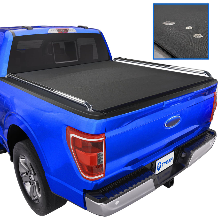 Tyger Auto T2X Soft Roll-up Low Profile in Fabric Truck Bed Tonneau Cover Compatible with 2015-2026 Ford F-150 | 6.5' (79") Bed | TG-BCXF3969