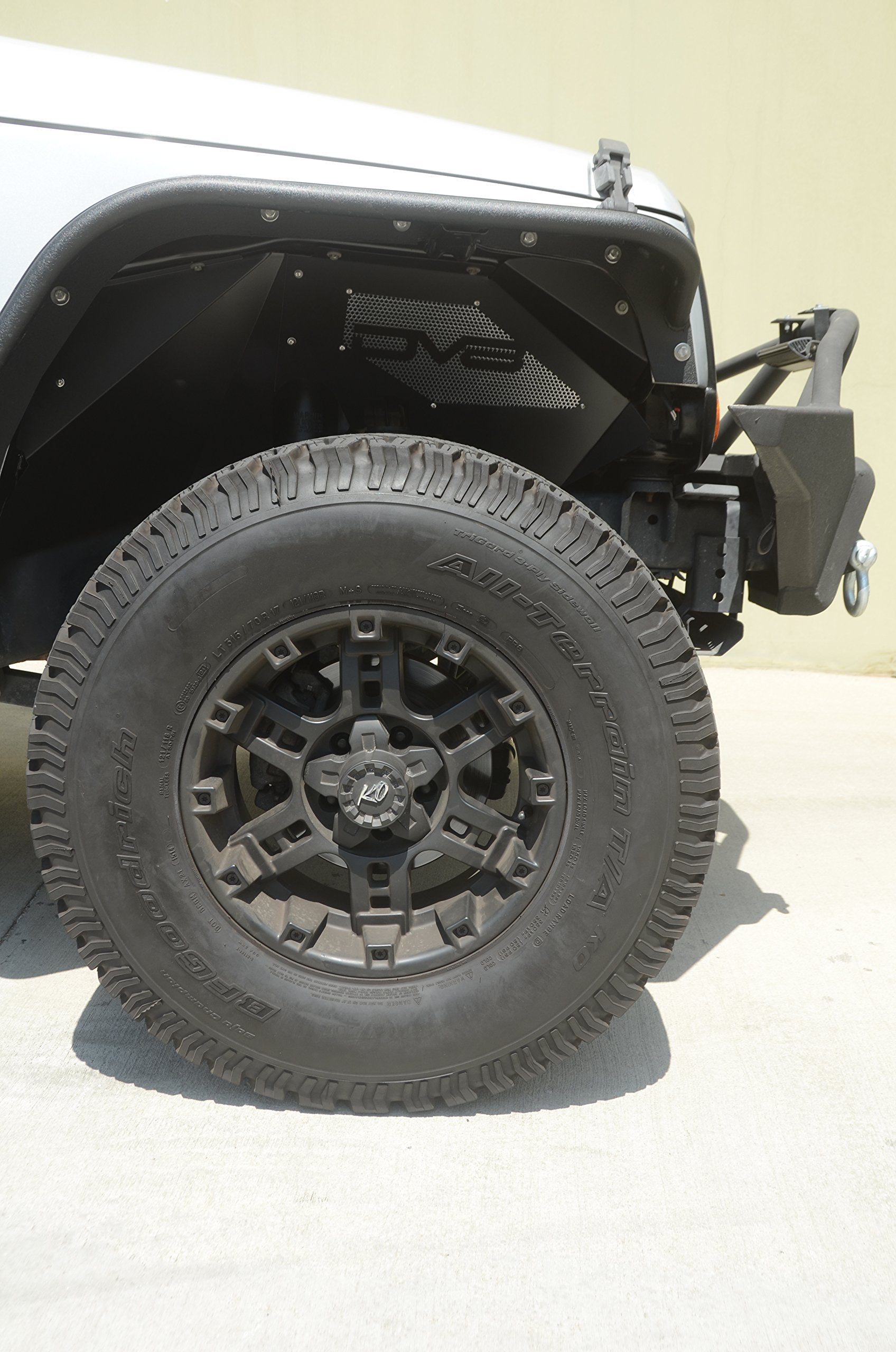 Inner Fender Liner Set DV8 Offroad fits 2007-2018 Wrangler JK | Front Wheel Wells | Vented for Airflow | Aluminum Construction | Black Satin Finish