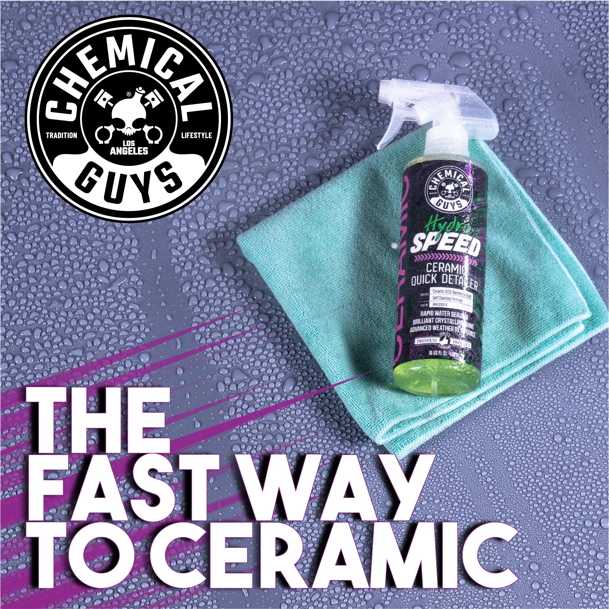 HydroSpeed Chemical Guys Ceramic Quick Detailer Spray - SiO2 Shine Car Detailer Spray for Cars, Trucks, SUVs, Motorcycles and RVs, Boosts Gloss, Hydrophobic Protection and Slickness, 16 oz