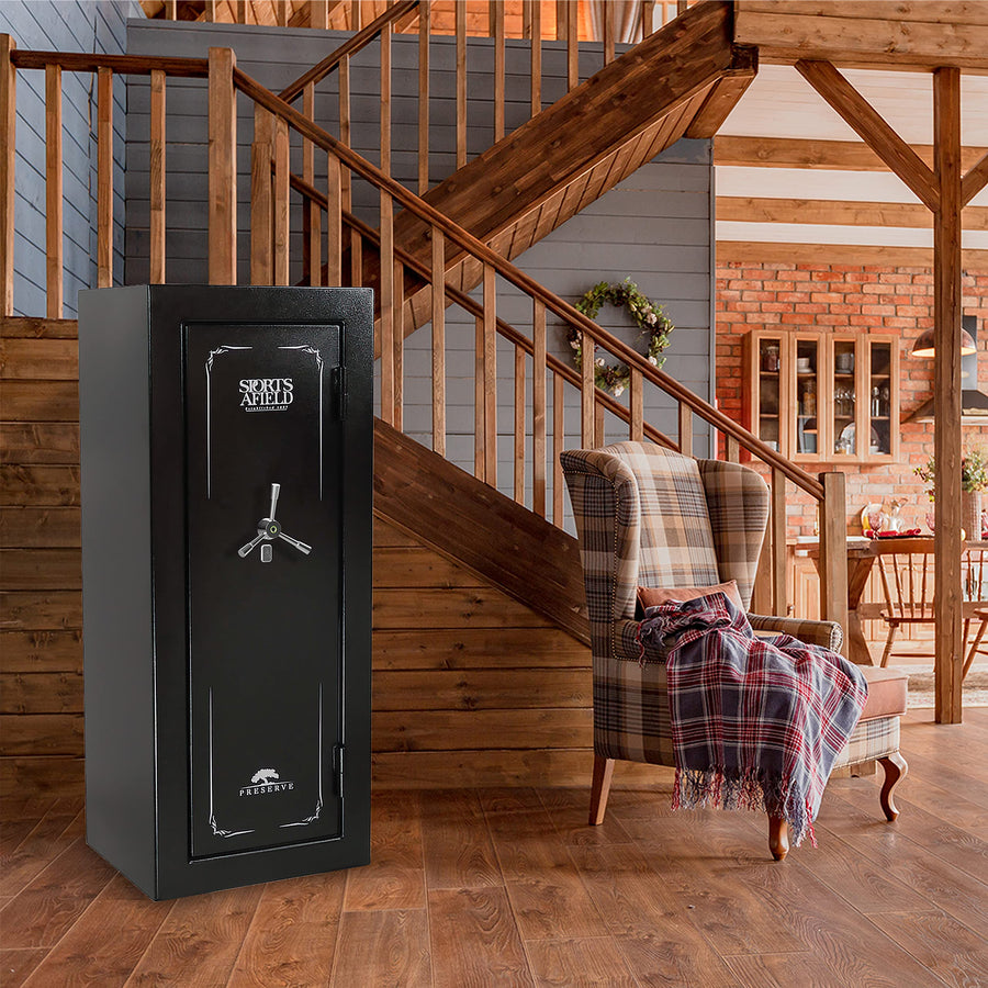 24-Gun Fire and Waterproof Biometric Gun Safe - Preserve, Black