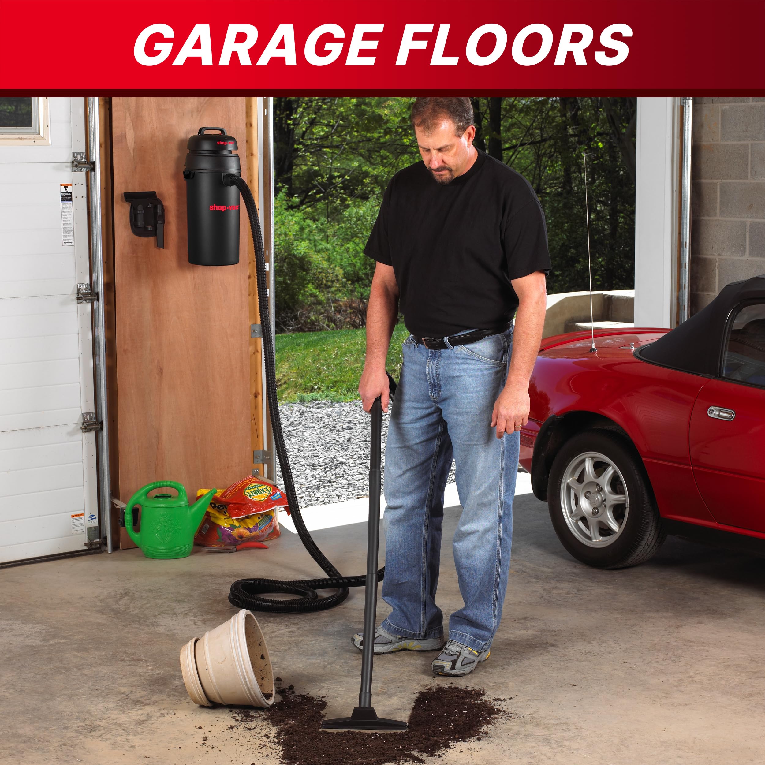 5 Gallon Shop-Vac 9522205 5.5 Peak HP Hangup Wet/Dry Vacuum, 1.25 Inch Diameter x 18 Foot Hose, 6 Foot Cord, Wall Mount Included, Ideal for Garage, Workshop & Home