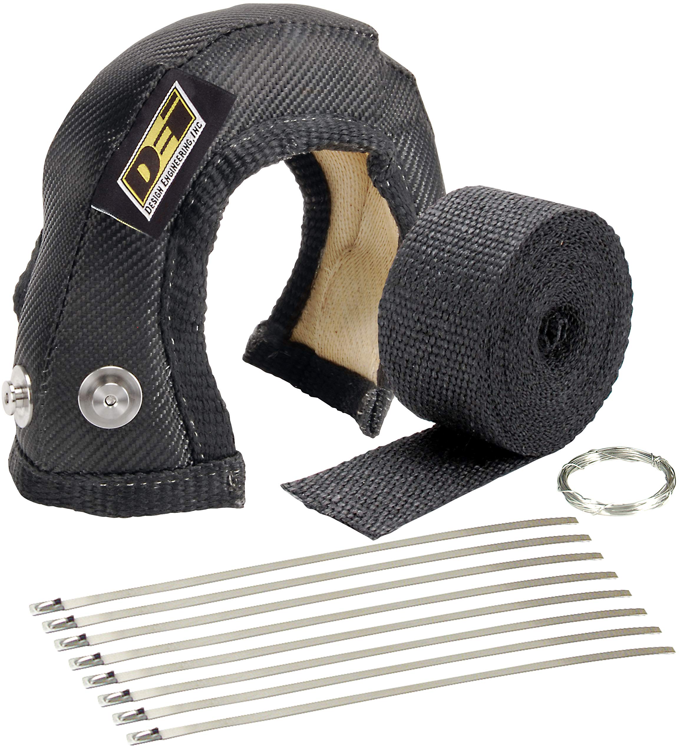 Design Engineering ONYX Series 010164 T25/28 Turbo Shield Kit with Exhaust Wrap, Stainless Steel Zip Ties, and Fastening Wire