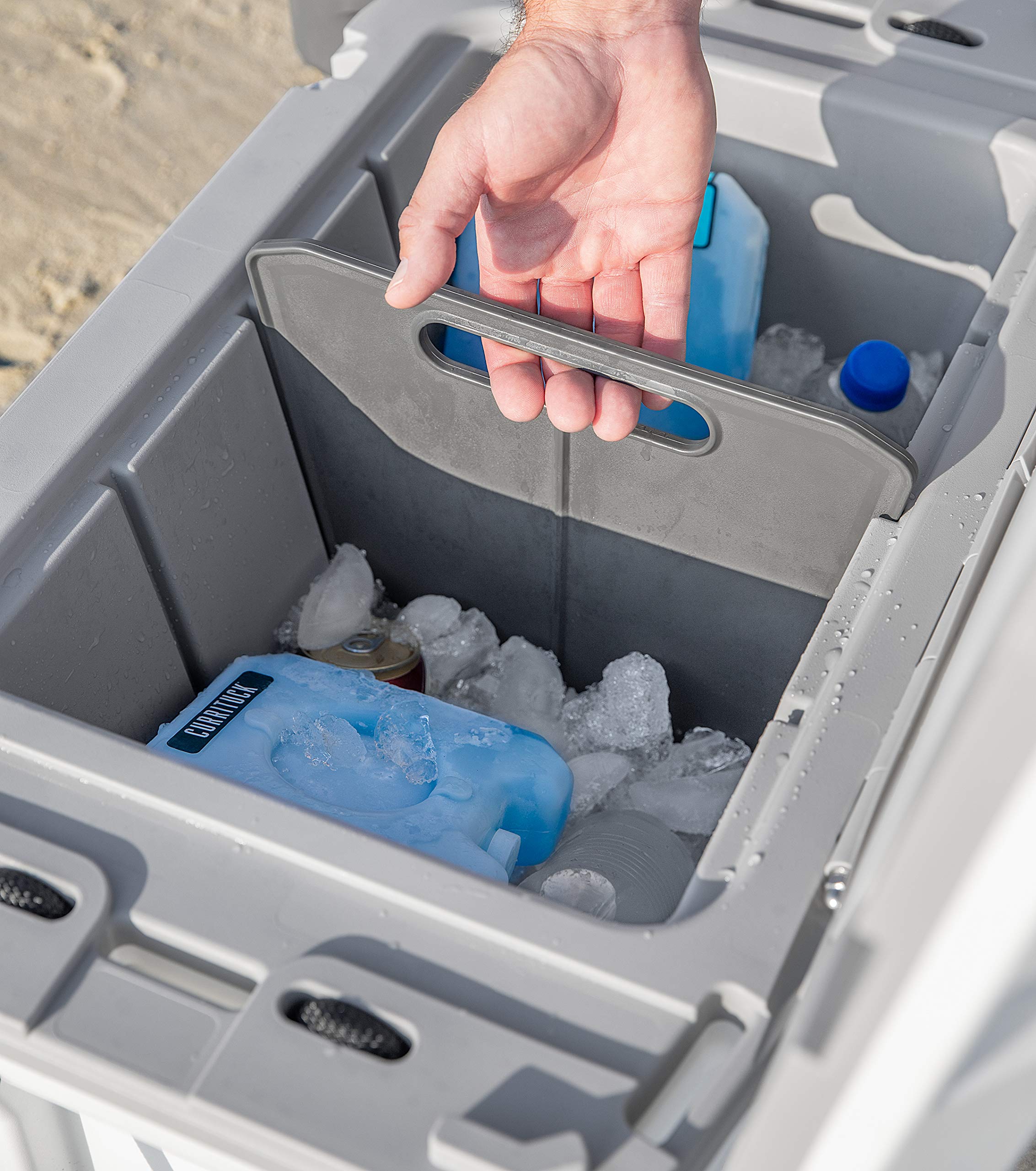 Currituck Cooler Divider for Camco - Fits Into The Channels of Your Cooler to Organize Contents | Can Be Used as a Cutting Board -30 Qt. (51792), Gray