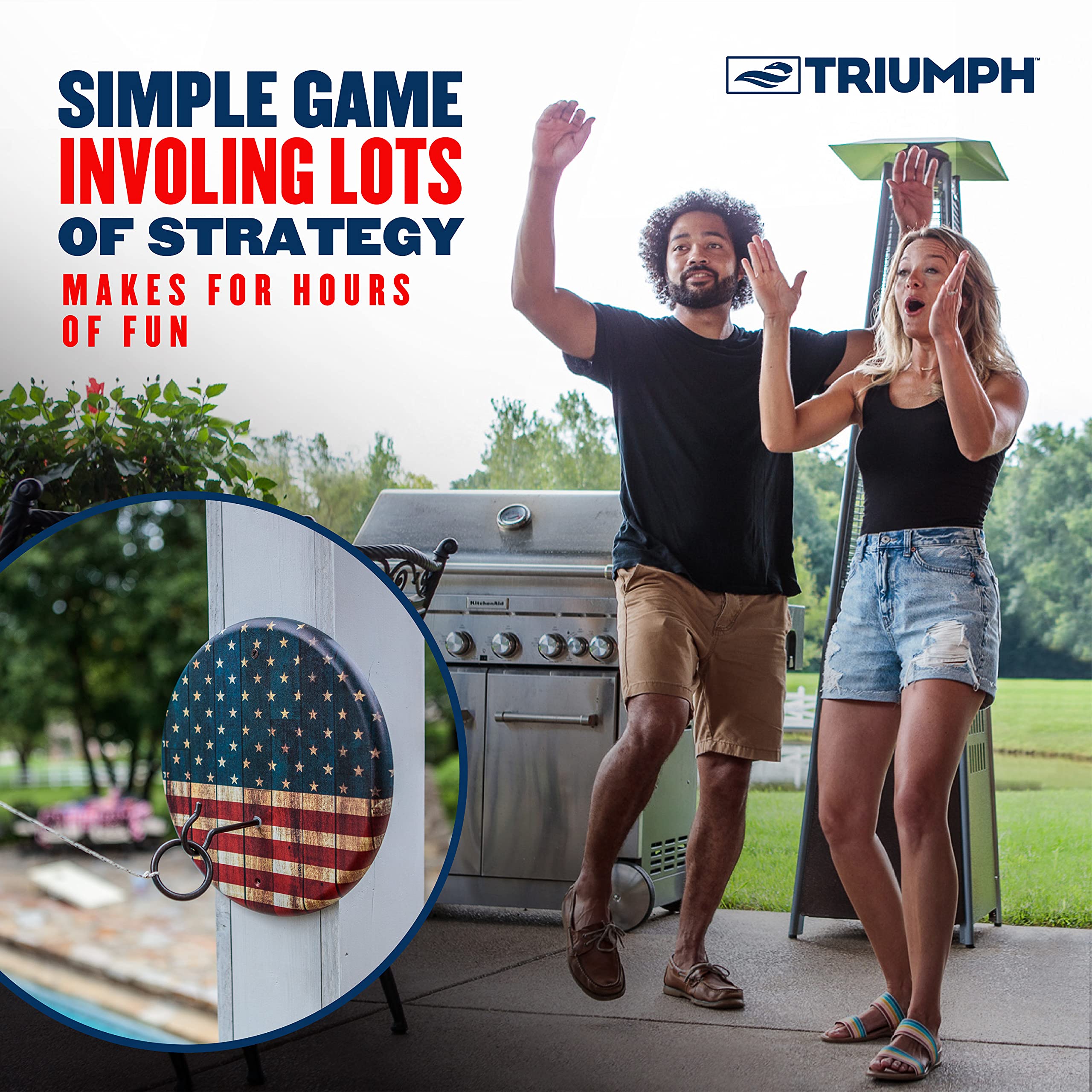 Hook and Ring Set Triumph - Wooden Stained and Patriotic Finishes Available
