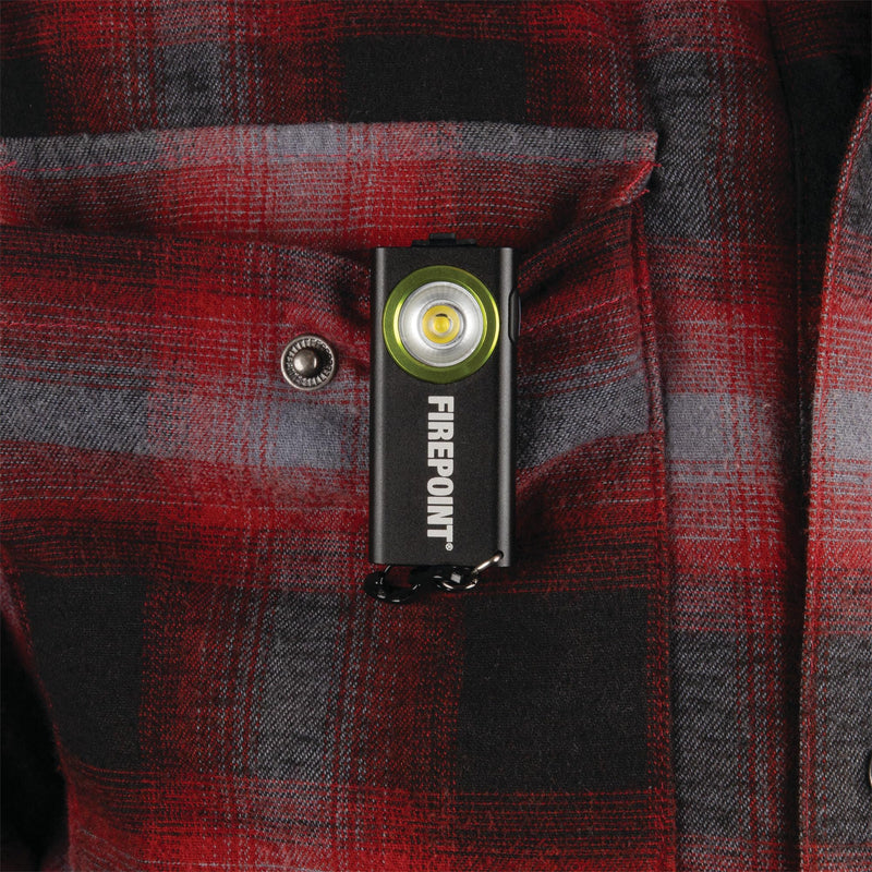 Firepoint Performance Tool W2623 400+ LM Li-Ion Slim Pocket Light, Cree LED, Magnetic Base, Keychain Carabiner, Pocket Clip, Black/Green