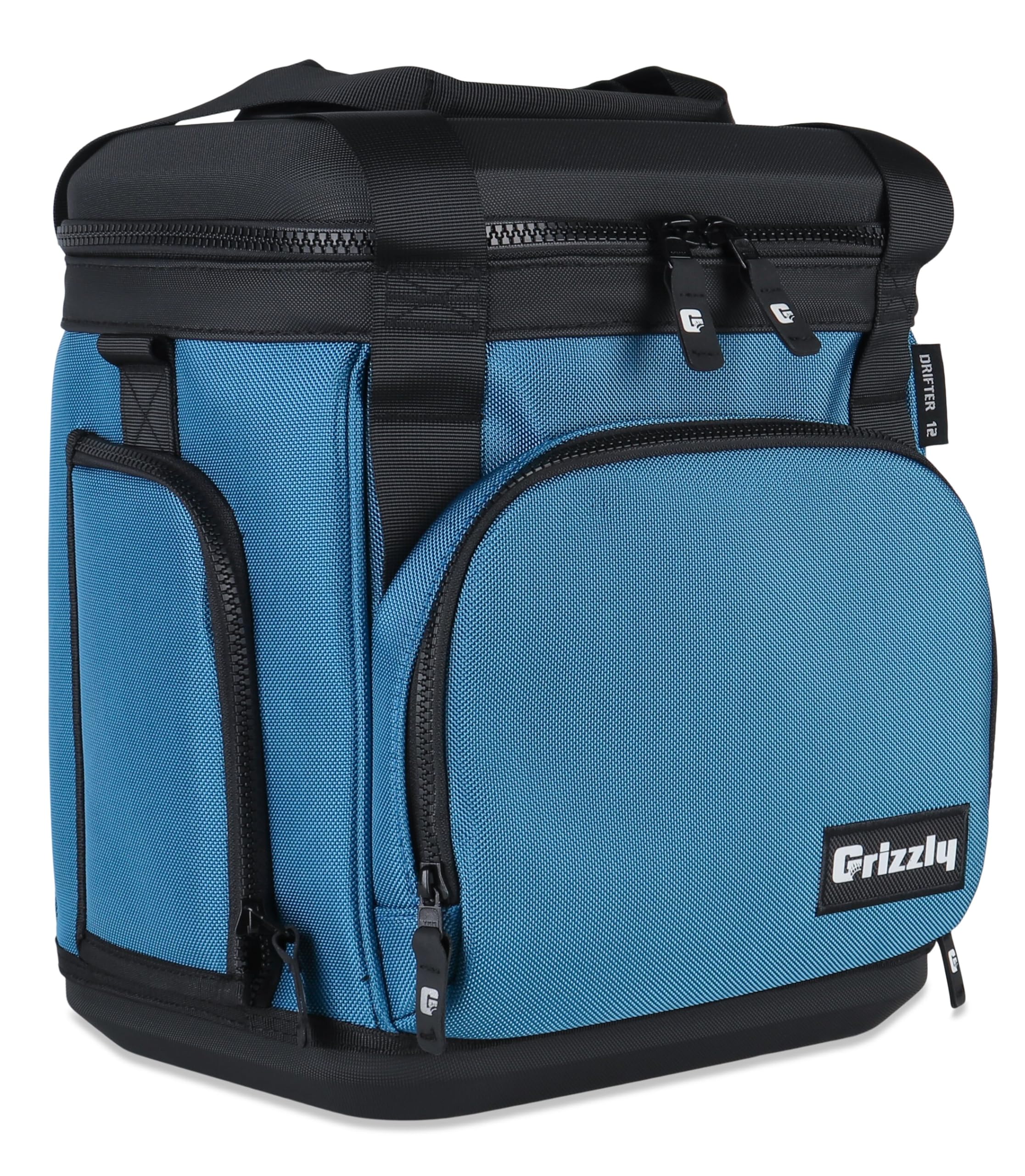 12 Grizzly Drifter Soft Sided Cooler |12 qt Flip-Top Soft Top Cooler | Ice Chest for Beach Boat Camping Car Fishing Golf Hiking Hunting Picnic | Lightweight Portable Insulated Waterproof | Slate Blue
