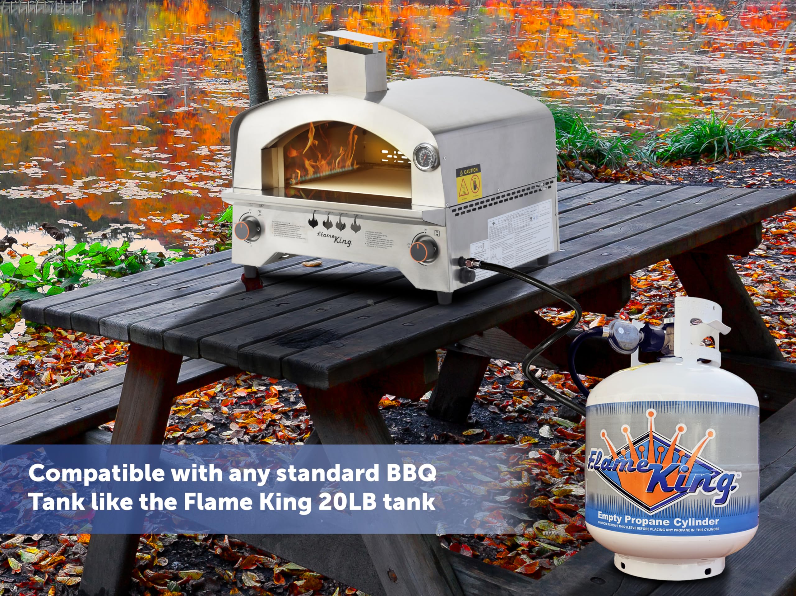 Flame King Outdoor Pizza & Food Propane Gas Oven for Camping, Backyard, Tailgating