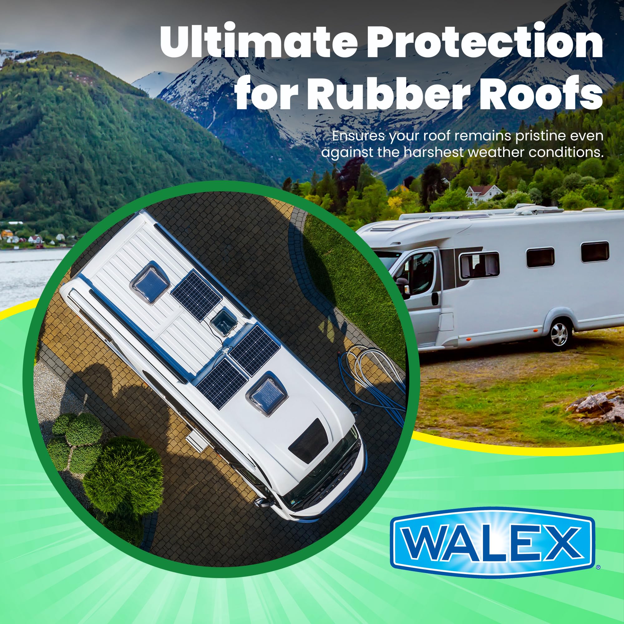 Walex Rubber Roof Cleaner/Conditioner RV - Removes Dirt, Road Grime, Tree Sap, Bird Droppings & More, Conditions RV Roof After Application; Great for RVs, Campers, Motorhomes, & Trailers, 32 oz
