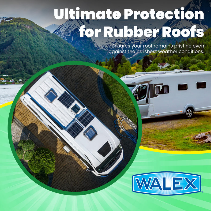 Walex Rubber Roof Cleaner/Conditioner RV - Removes Dirt, Road Grime, Tree Sap, Bird Droppings & More, Conditions RV Roof After Application; Great for RVs, Campers, Motorhomes, & Trailers, 32 oz
