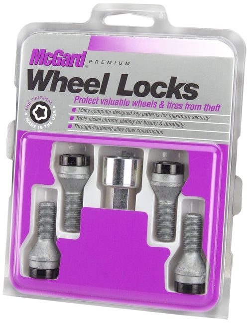 Black Bolt Style McGard Cone Seat Wheel Lock Set, 4 Locks / 1 Key