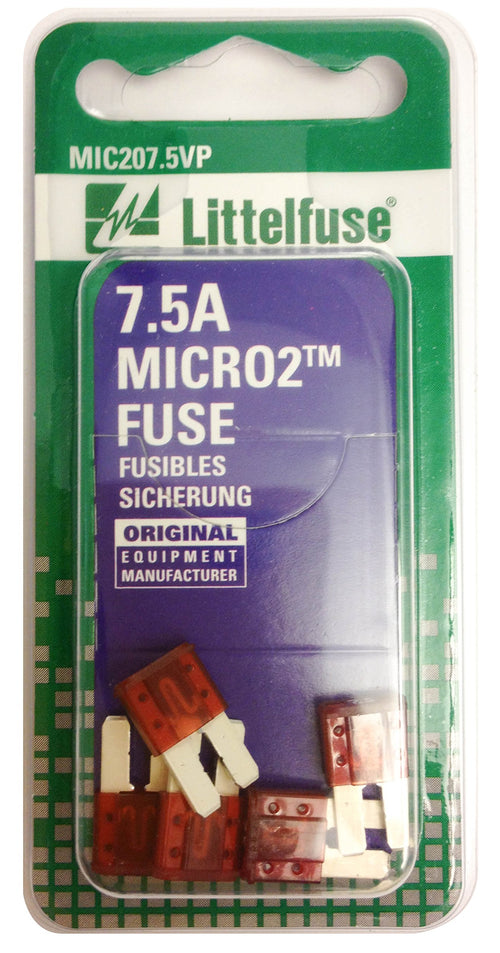 MICRO2 Brown Littelfuse 32V 7.5 Amp Blade Fuse, (Pack of 5)