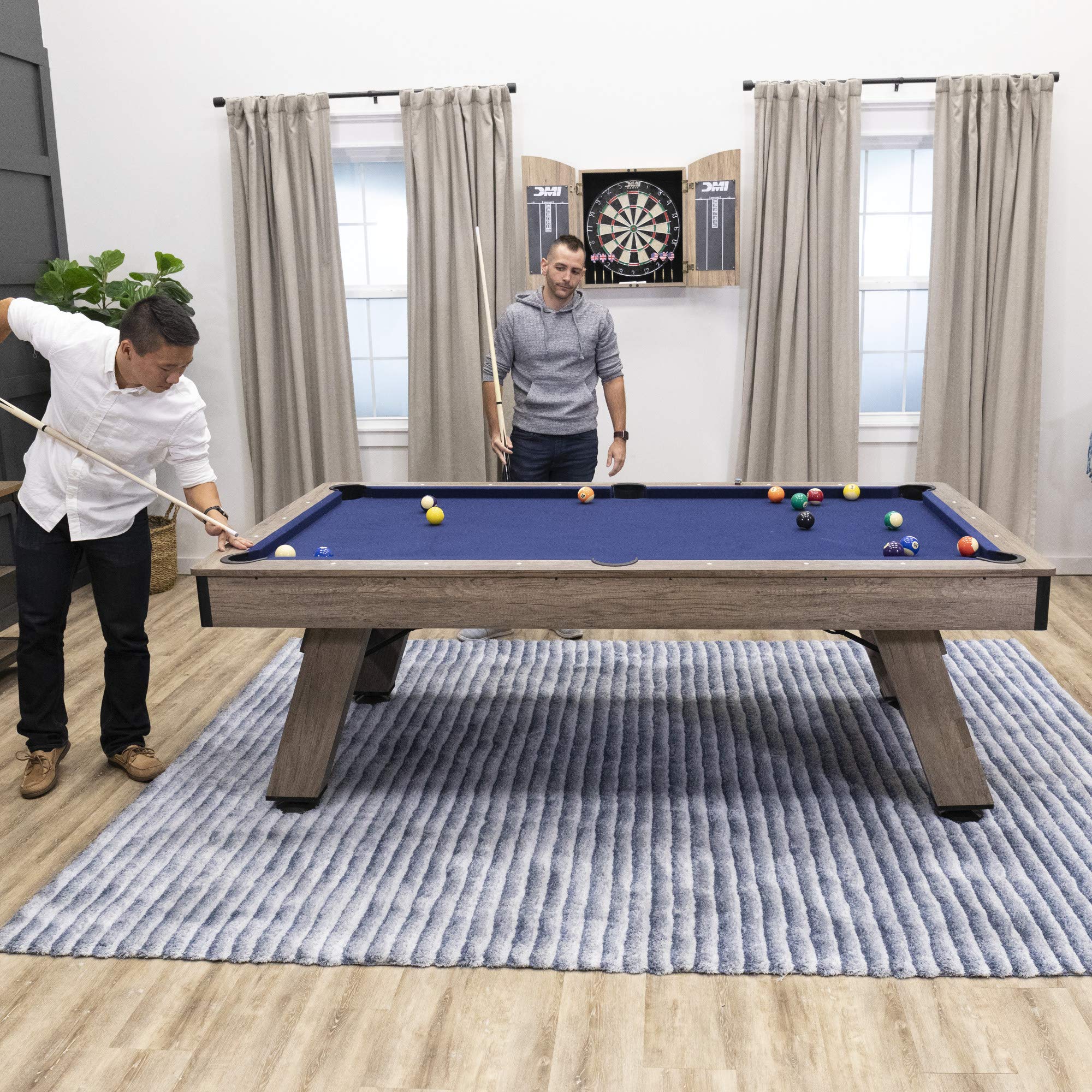 Brookdale American Legend 90” Billiard Table with Rustic Wood Finish and Navy Blue Cloth