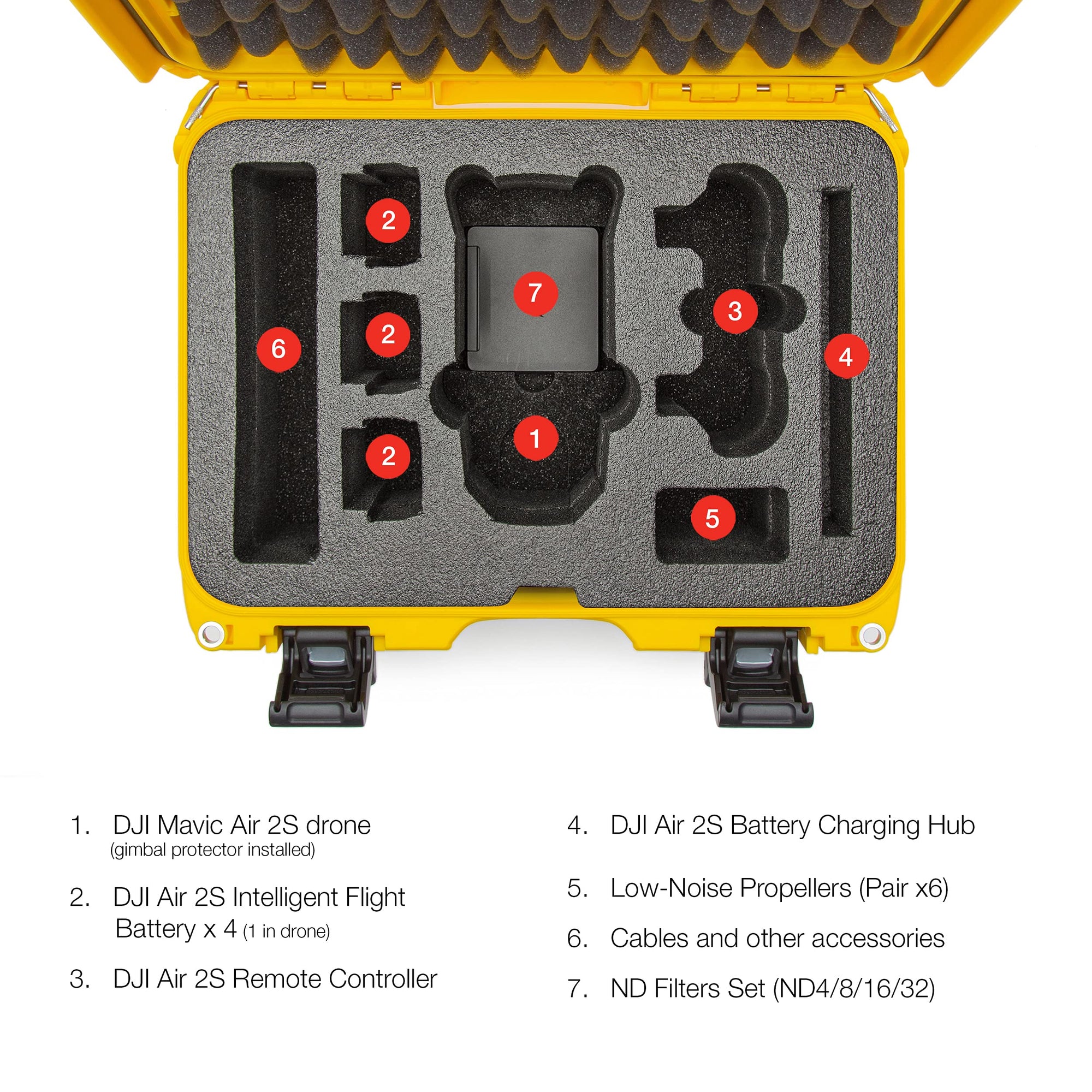 Nanuk Hard Case Waterproof with Foam Insert for DJI Air 2S Fly More Combo - Yellow 915-MAVIA2S4
