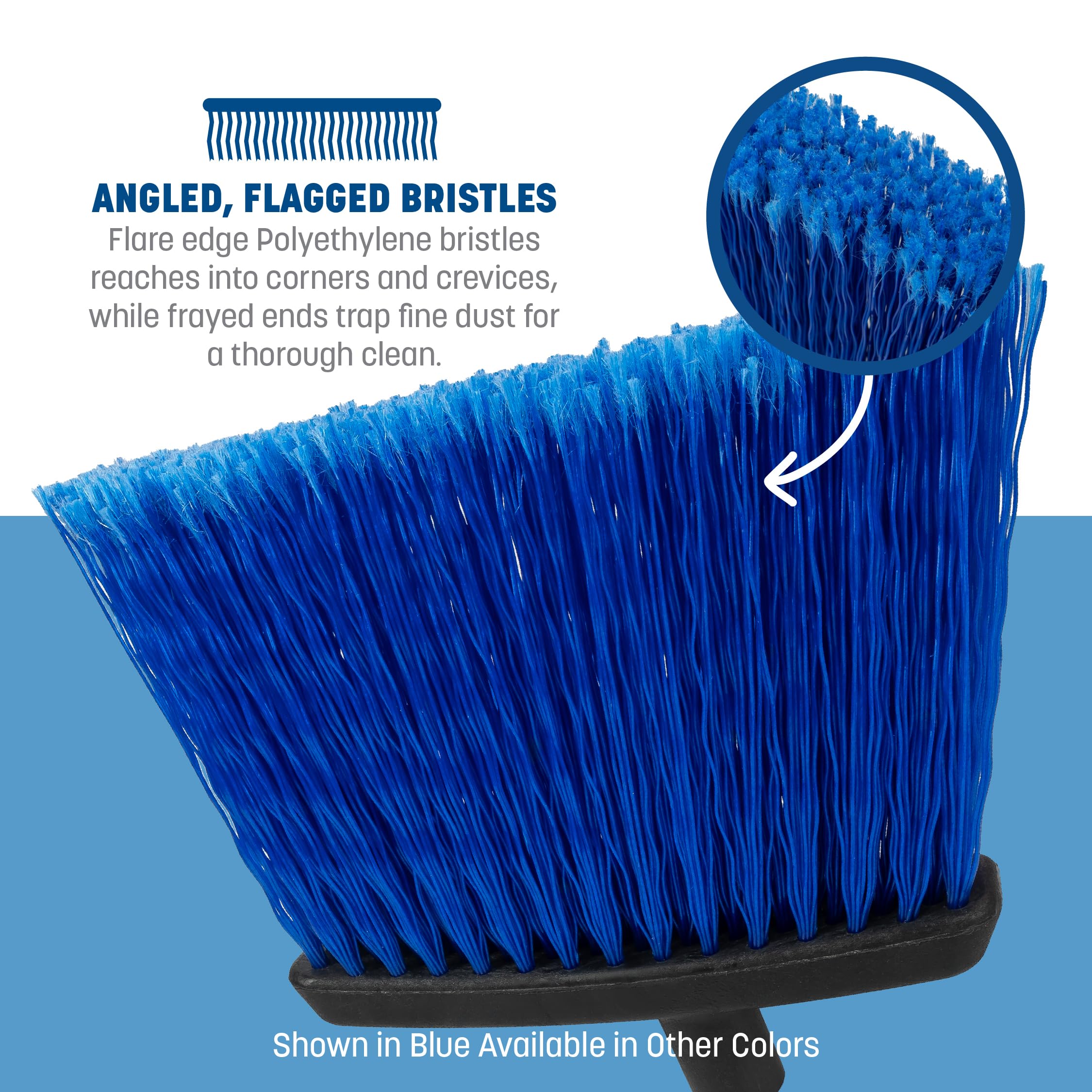 Duo-Sweep Carlisle FoodService Products, Flagged Angled Warehouse Broom with Handle, 48 Inches, Blue