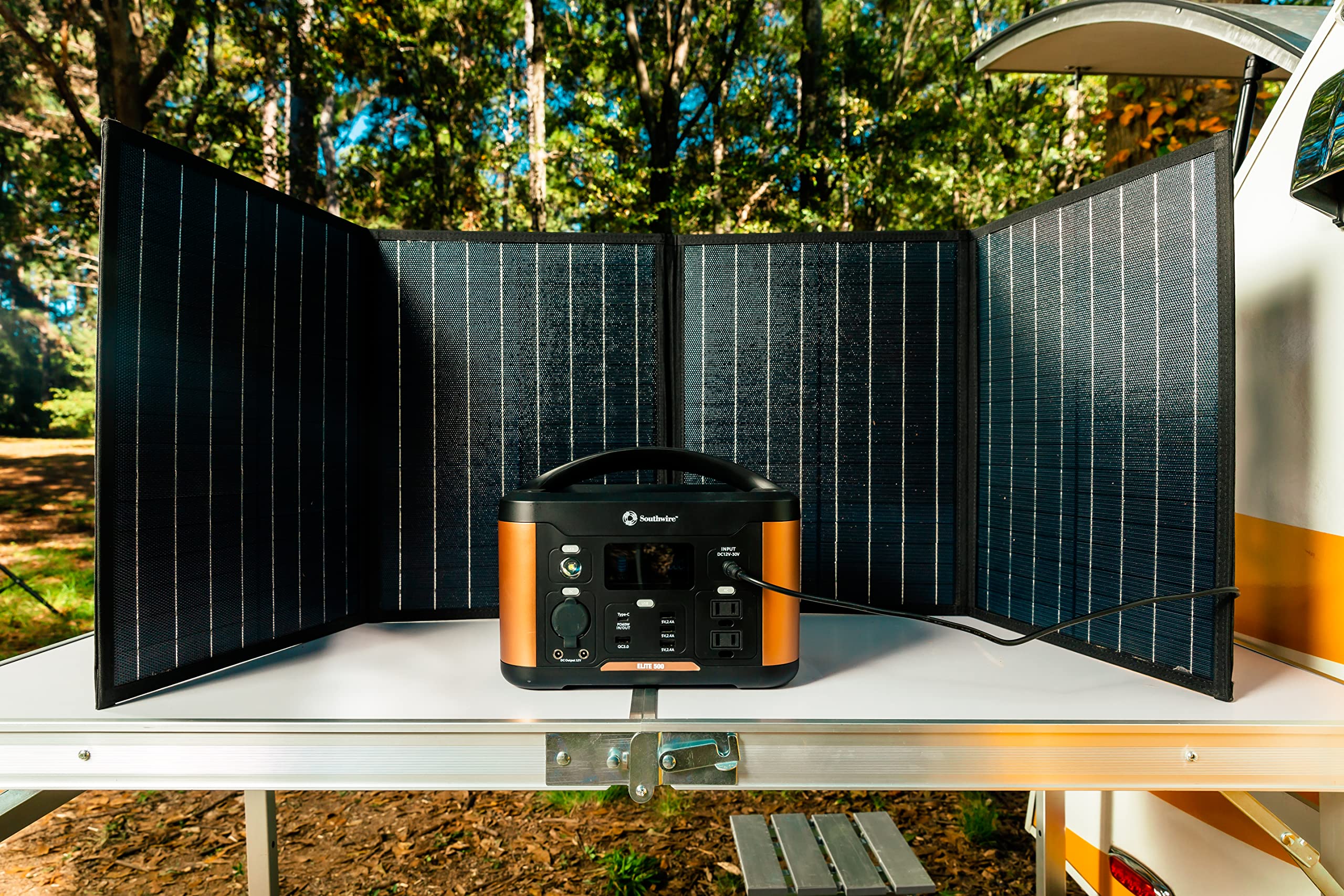 500 Series Southwire Elite, 515Wh Backup Lithium Battery, 120V/500W Pure Sine Wave AC Outlet, Solar Generator, with 100W Solar Panel Included for Home Backup Power, Emergency Power, Camping and more