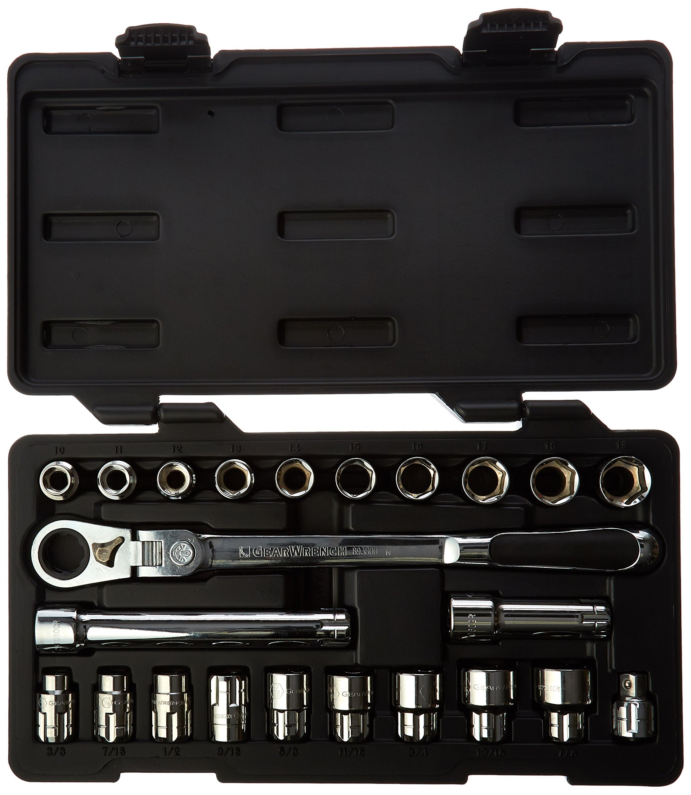 23 Piece GEARWRENCH 3/8" Drive Pass-Thru™ 6 Point Standard SAE/Metric Mechanics Tool Set | 893823