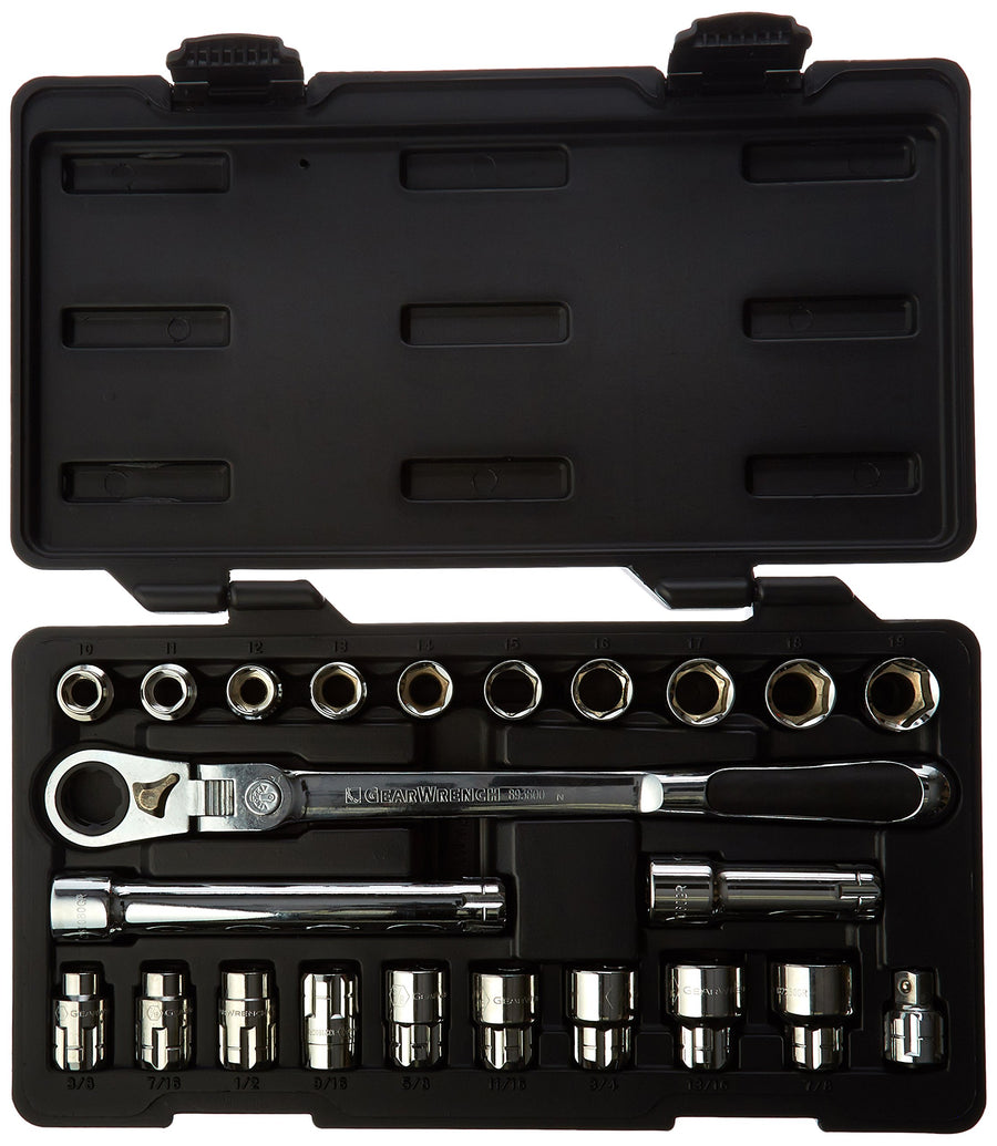 23 Piece GEARWRENCH 3/8" Drive Pass-Thru™ 6 Point Standard SAE/Metric Mechanics Tool Set | 893823