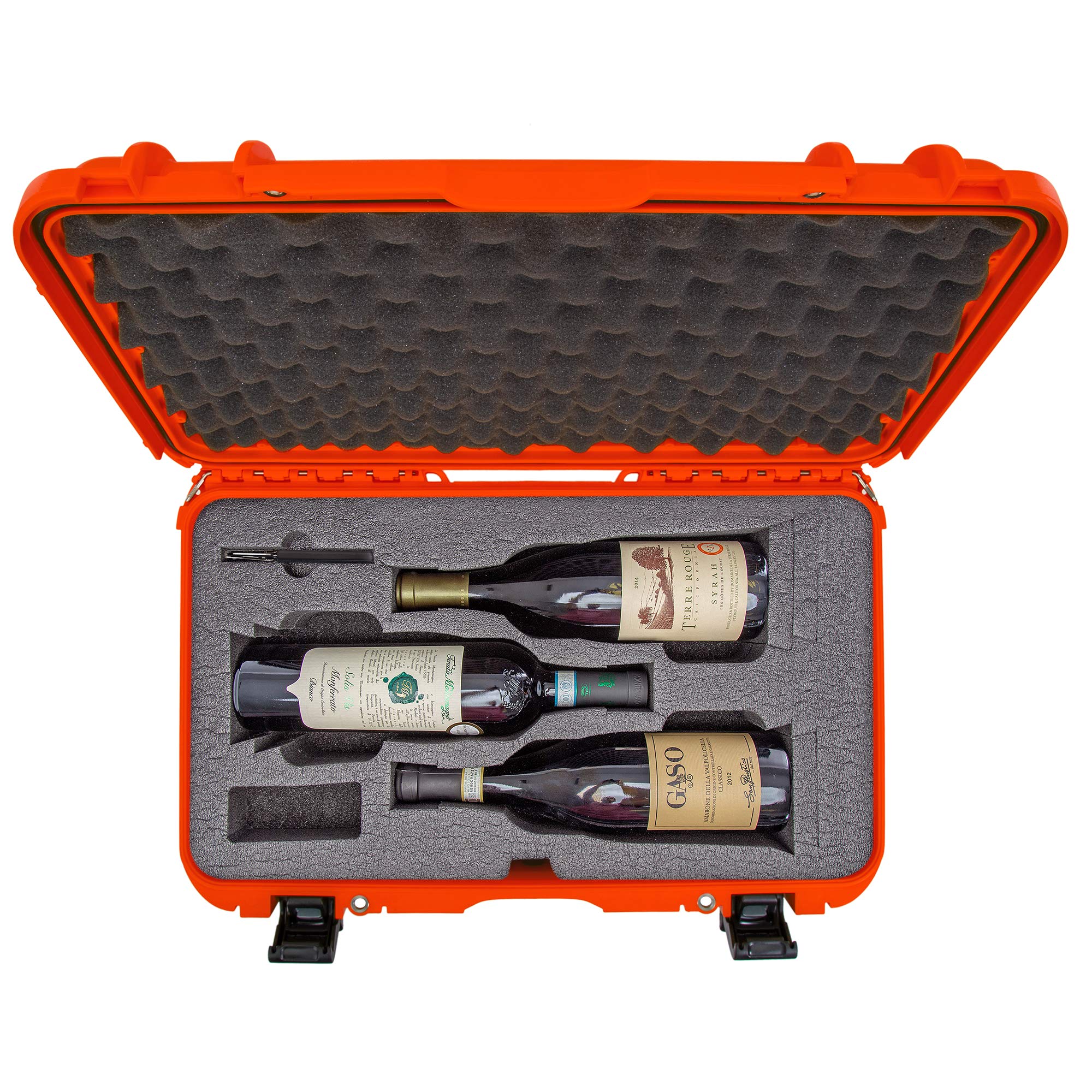 Protective Travel Case Nanuk 935 for 3 Bottles of Wine w/Wheels and Extendable Handle, TSA Approved - Orange,935-3BTLS3