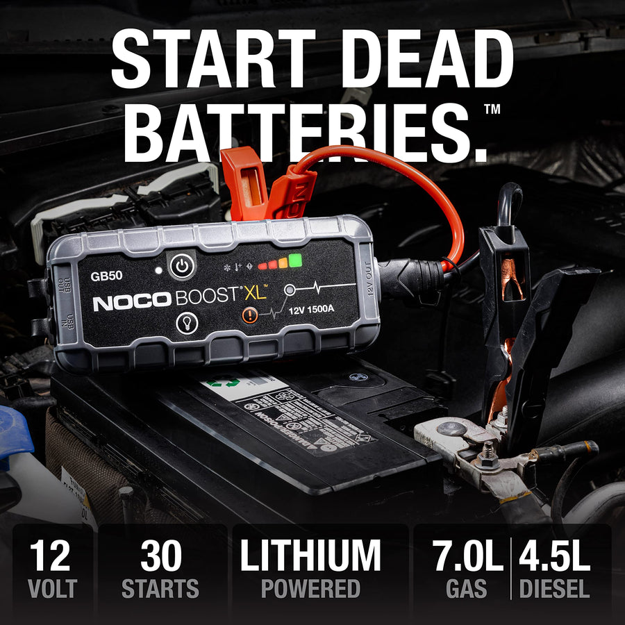 1500A NOCO Boost GB50: UltraSafe Jump Starter – 12V Lithium Battery Booster Pack, Portable Jump Box, Power Bank & Jumper Cables - for 7.0L Gas and 4.5L Diesel Engines