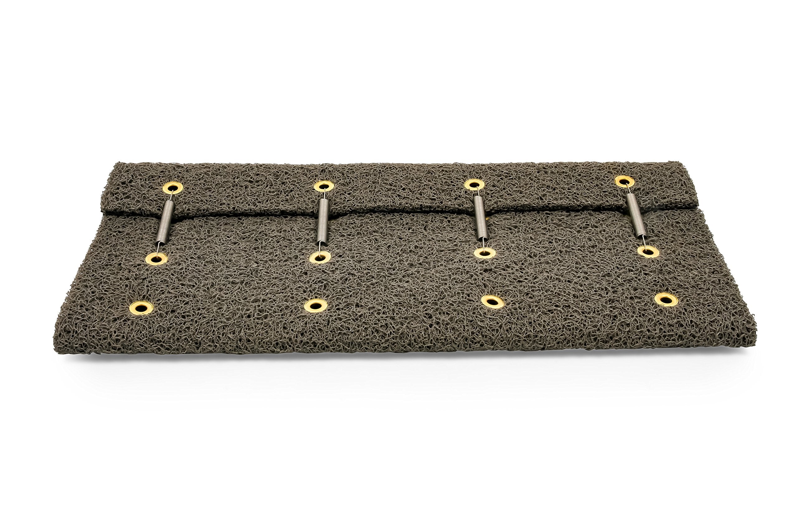 Camco Wrap Around Premium RV Step Rug – 22" x 23" Cushioned PVC Scrub Mat for Manual & Electric RV Steps – Easy Install with Springs – Gray (42968)