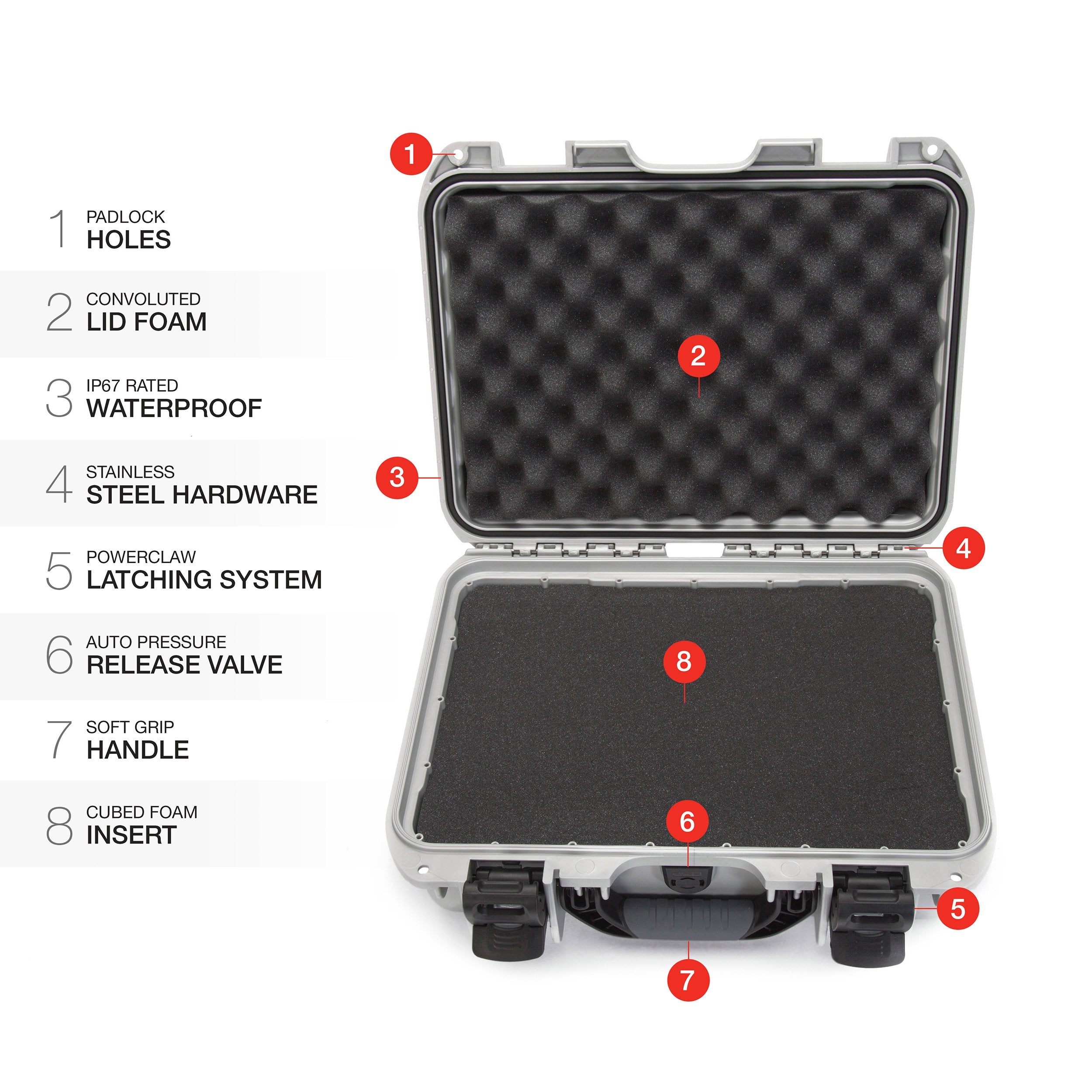 Waterproof Hard Case Nanuk 920 with Foam Insert - Silver