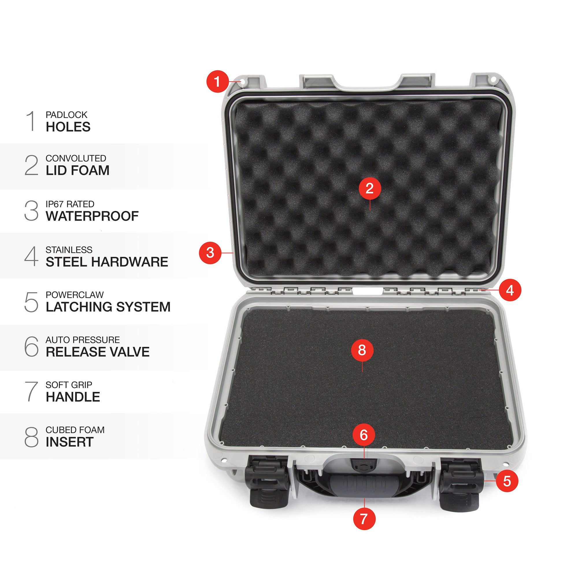 Waterproof Hard Case Nanuk 920 with Foam Insert - Silver