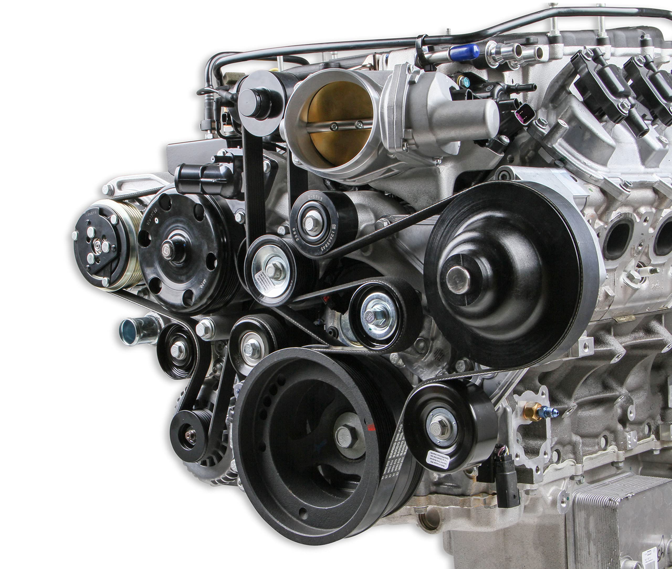 Holley Premium 20-220BK Mid-Mount Complete Accessory System for GM Gen V LT4 Wet Sump Engines - Black Finish