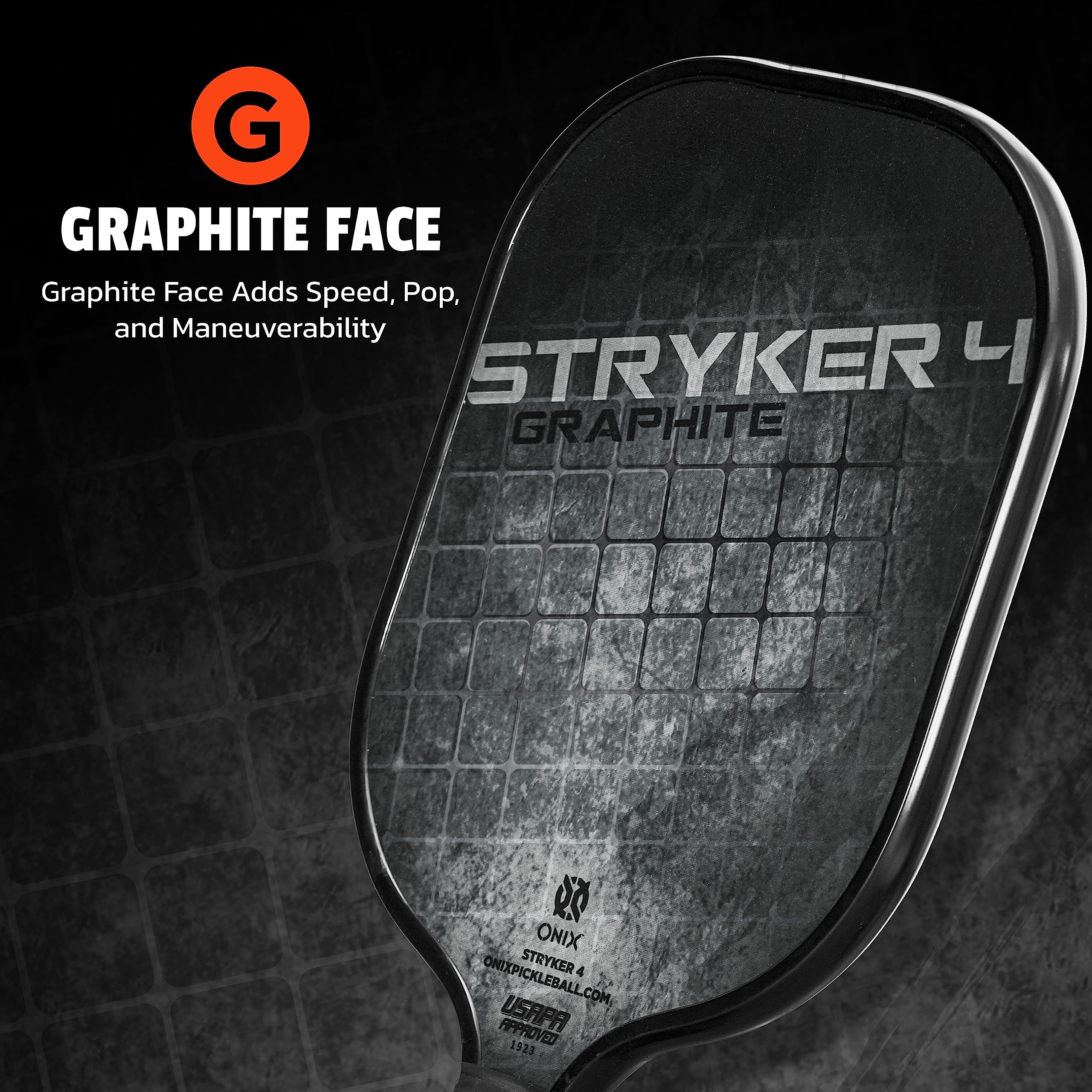 Graphite Onix Stryker Pickleball Paddle Features Oversized, Nomex, Paper Honeycomb Core, and Graphite Face