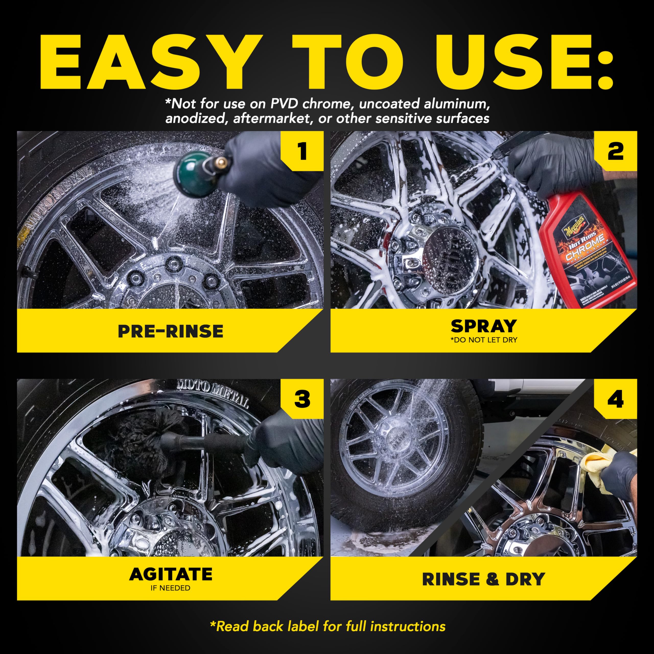 Hot Rims Meguiar's Chrome Wheel Cleaner, Deep Foaming Rim Cleaner Spray Formulated to Effectively Clean Chrome Wheels for an Impeccable Mirror-Like Shine, 24 Oz