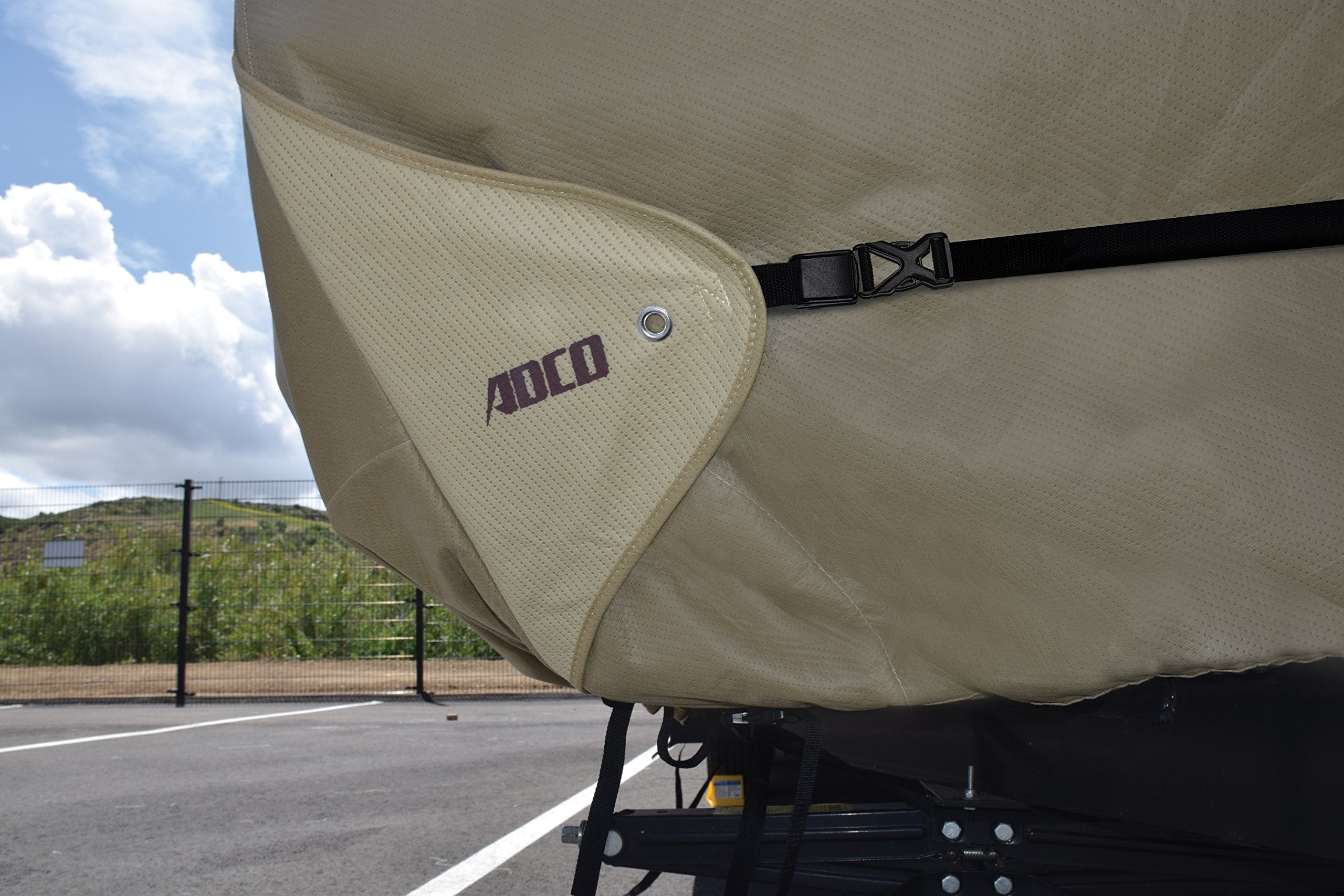 Storage Lot Cover ADCO 74843 for Travel Trailer RV, Fits 24'1"-26', Tan