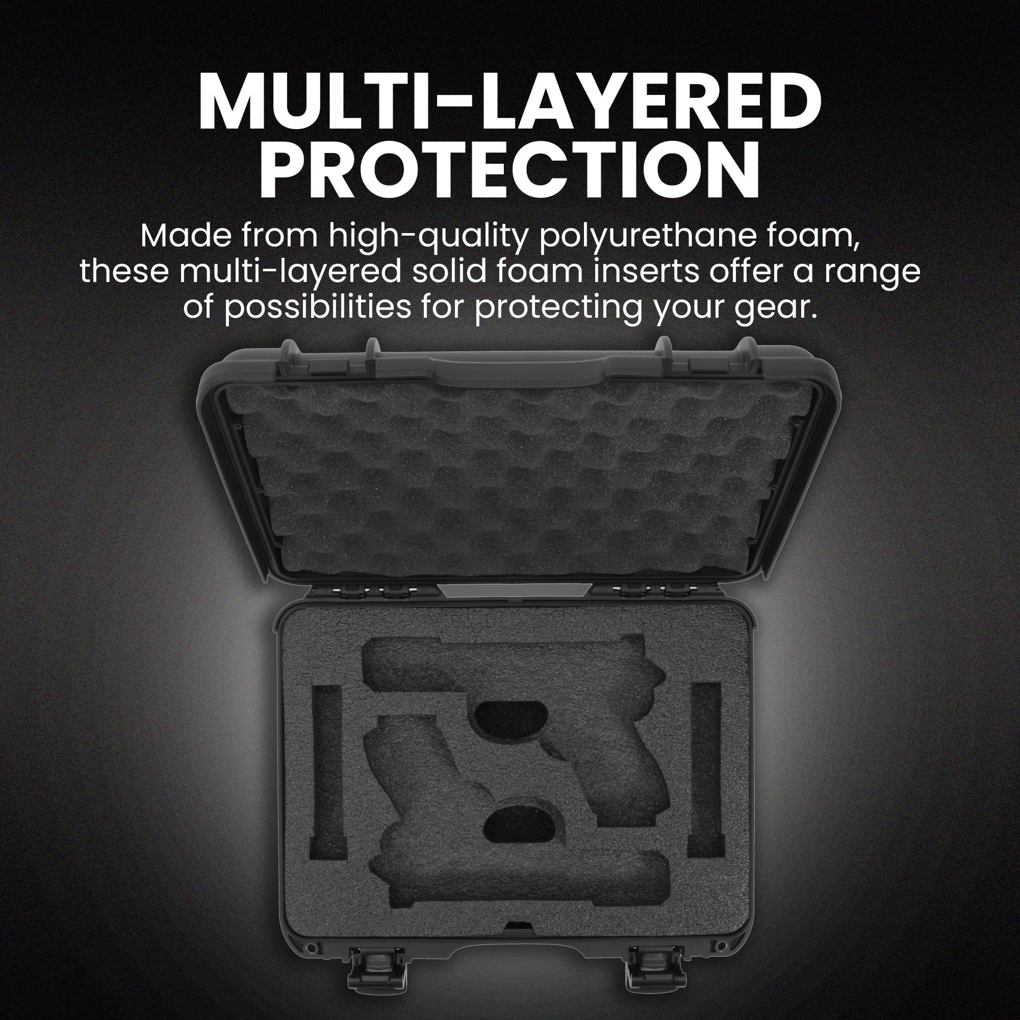 NANUK 910 Hard Case with Custom Foam Insert 2 UP for Glock, IP67 Waterproof & Crushproof, Rugged Construction for Ultimate Protection, Made in North America – Black (14.3” x 11.1” x 4.7”)