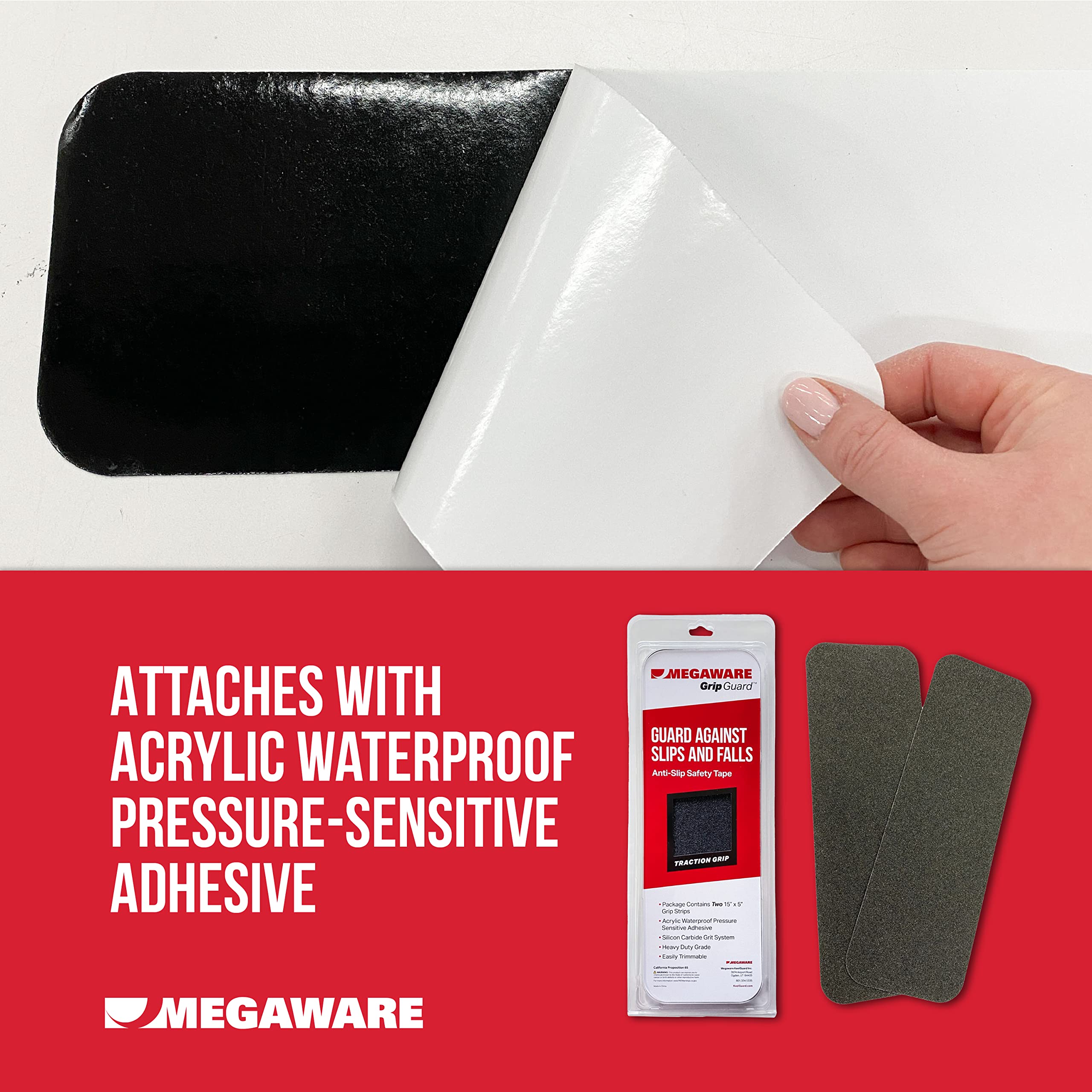 GripGuard MEGAWARE - Anti-Slip Traction Grip Tape - 2 Pack, Pre-Cut Safety Tape for Trailer Fenders and Steps - Prevents Slips and Falls (15" x 5")